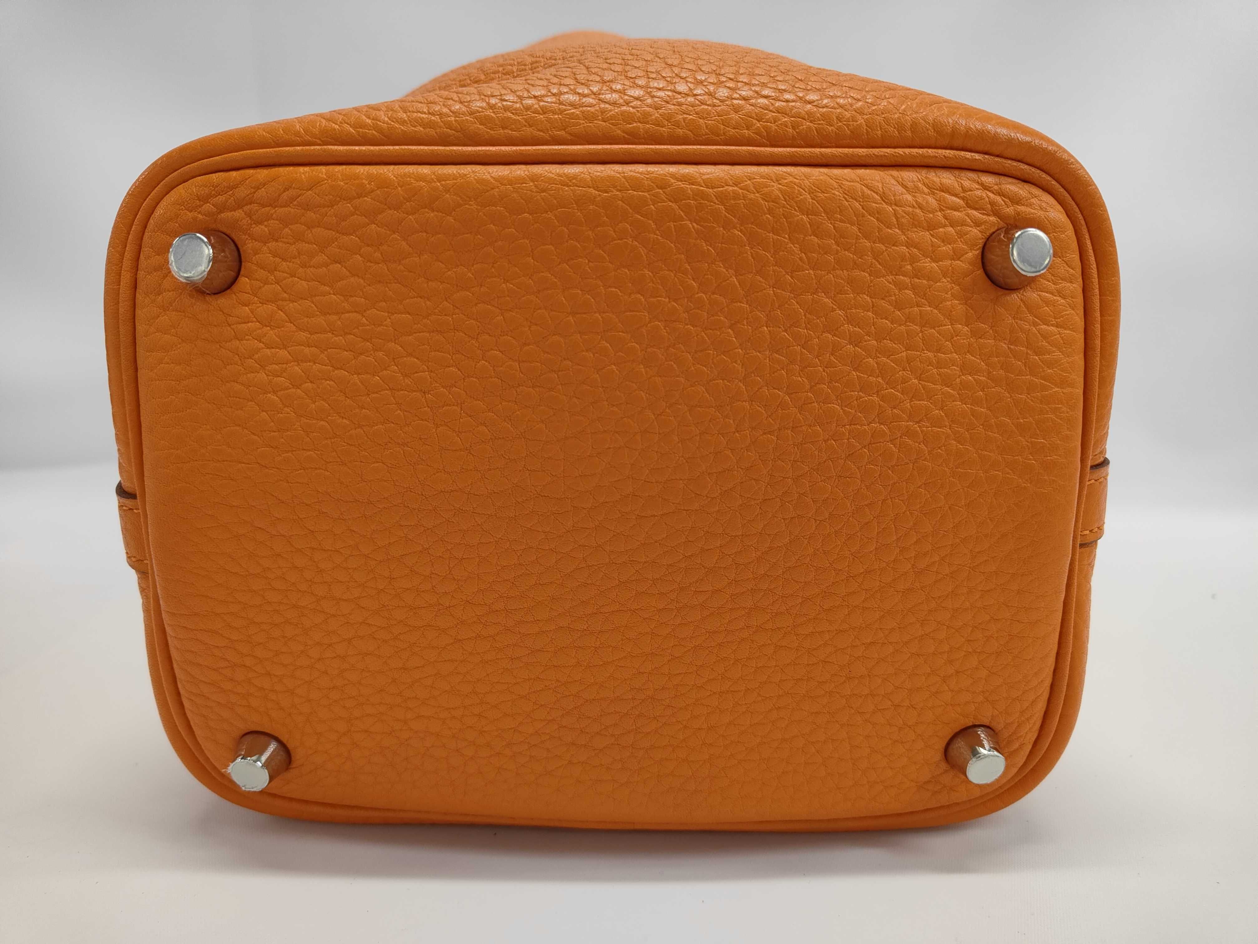 Hermes Orange H Clemence Leather Picotin Lock 18 Handbag