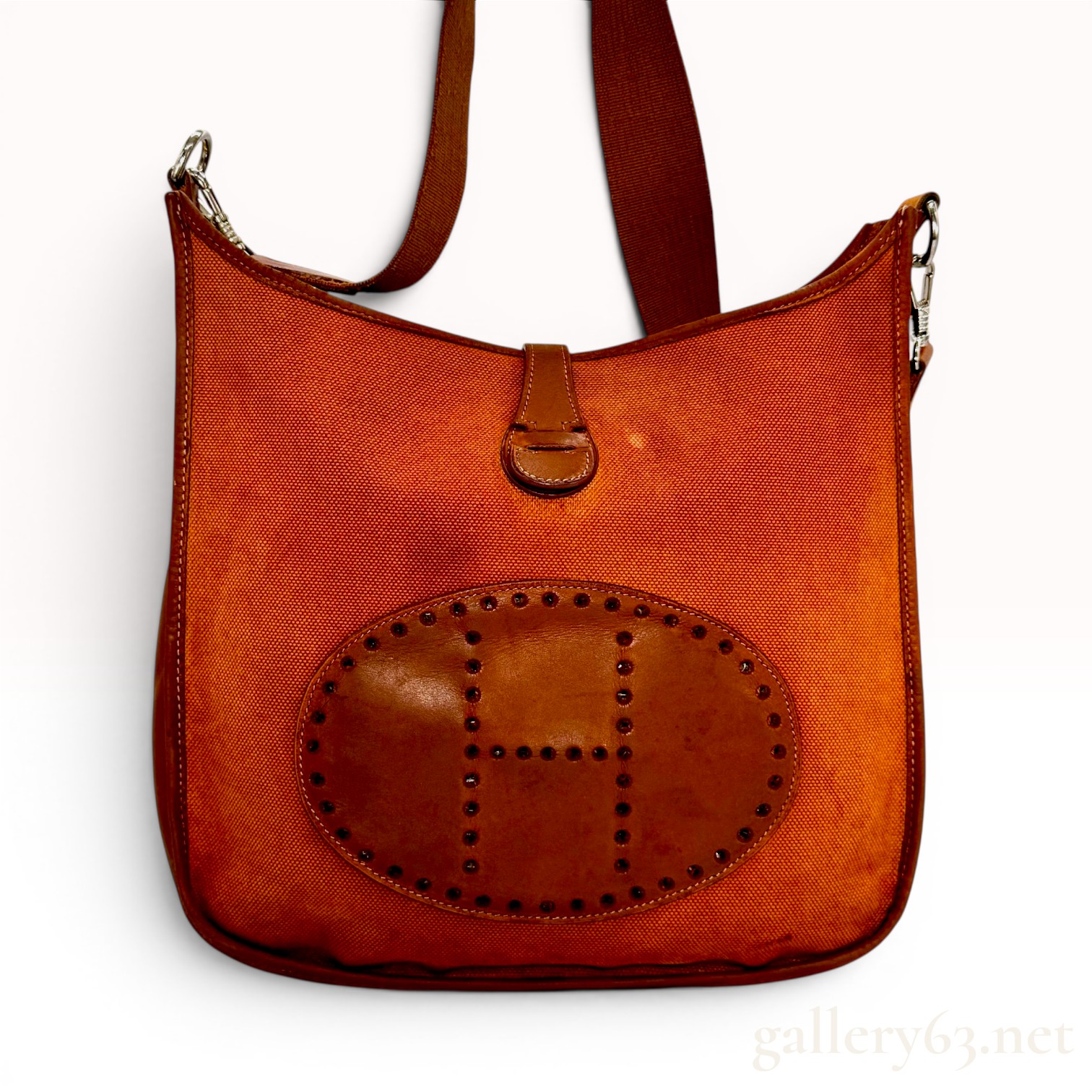 Hermes Evelyne Canvas and Leather Crossbody Bag