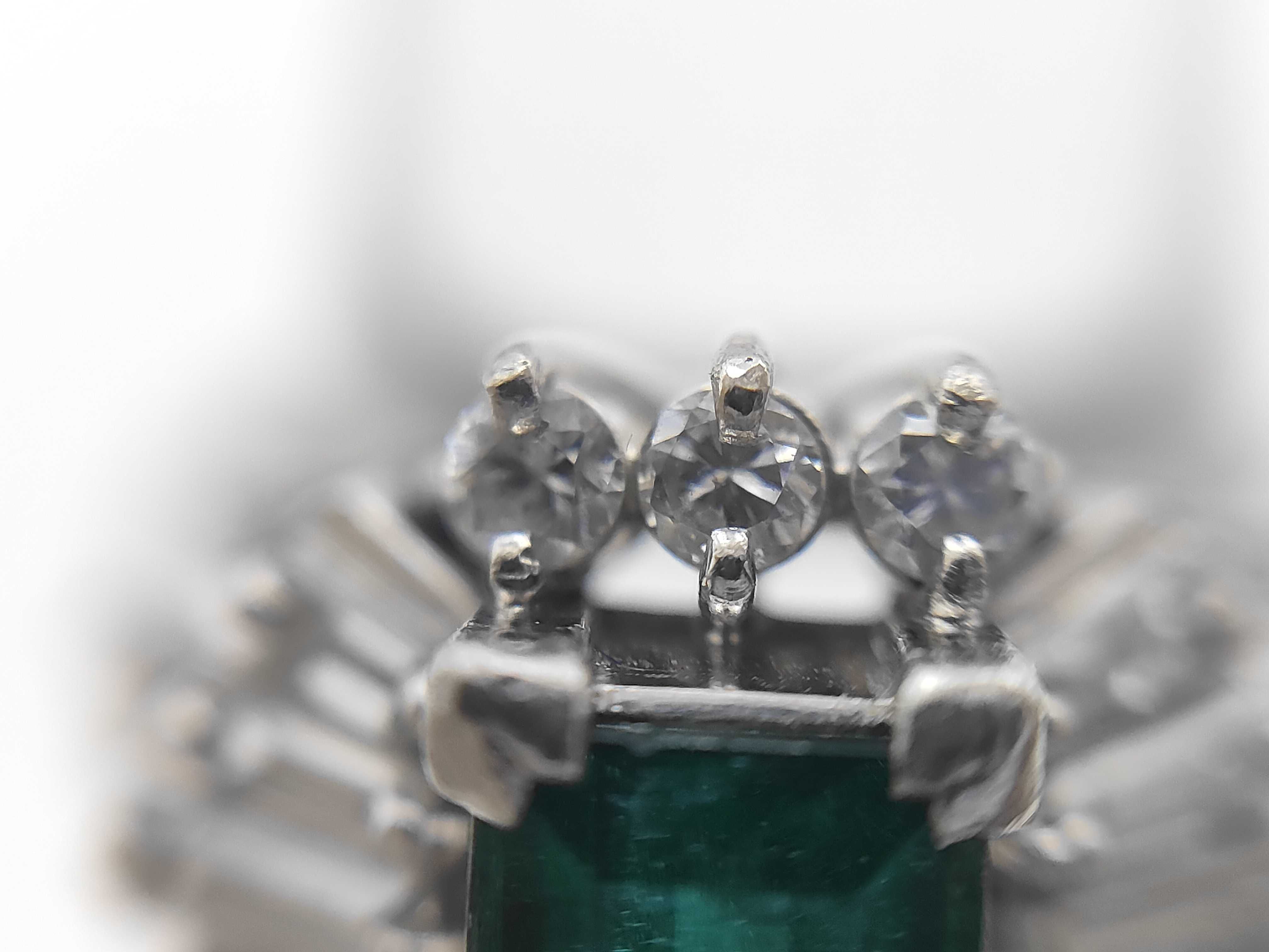 Vintage Natural Emerald and Diamond Ballerina Ring in Platinum