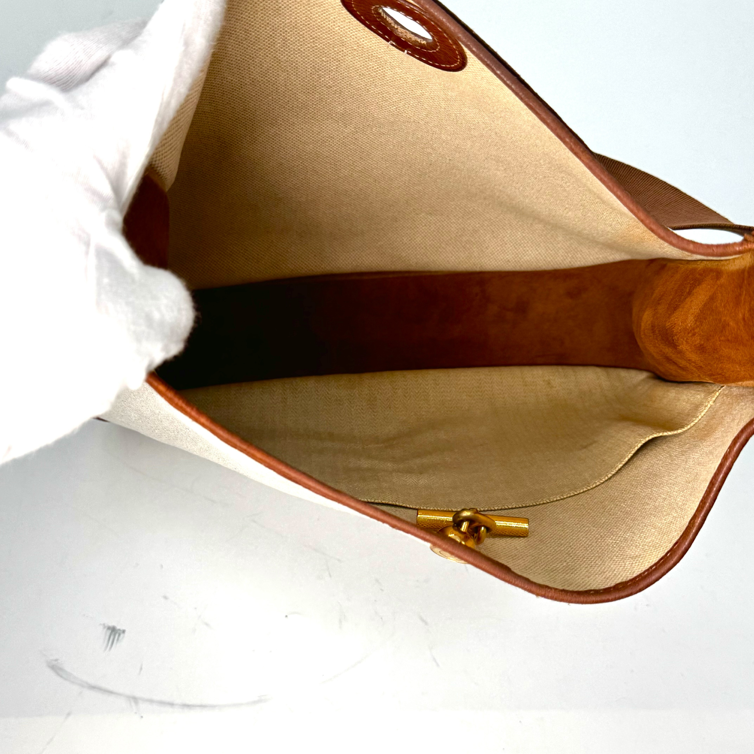 Hermes Vespa PM Toile and Leather Shoulder Bag