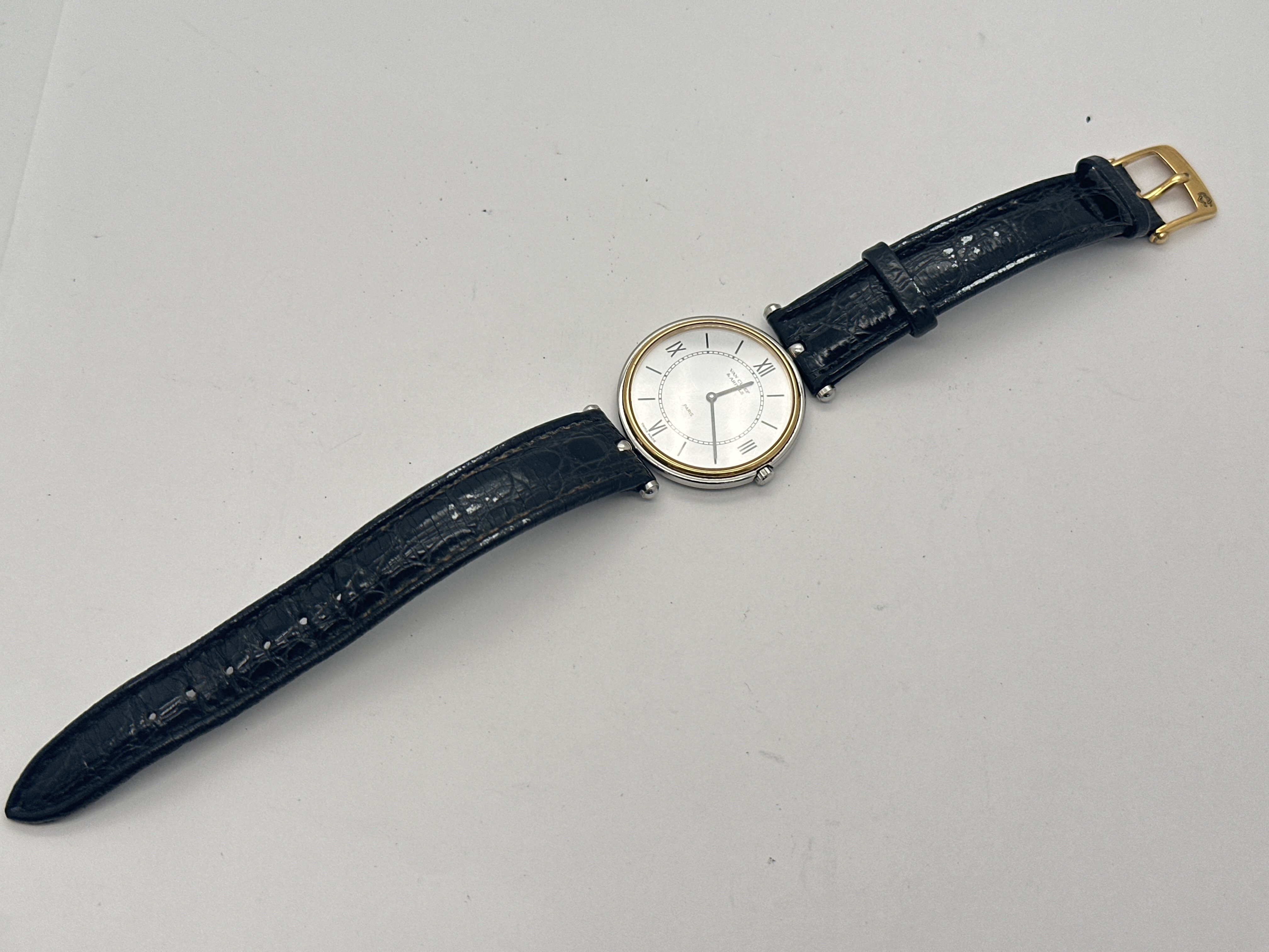 Van Cleef and Arpels La Collection Stainless Steel and 18 Karat Yellow Gold Wristwatch Reference 43 104