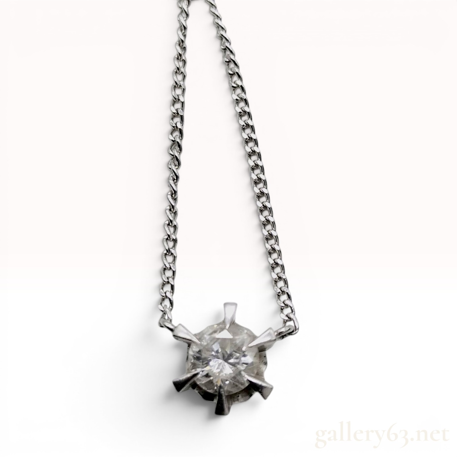 0.80 Carat Diamond Solitaire Platinum Starburst Pendant Necklace