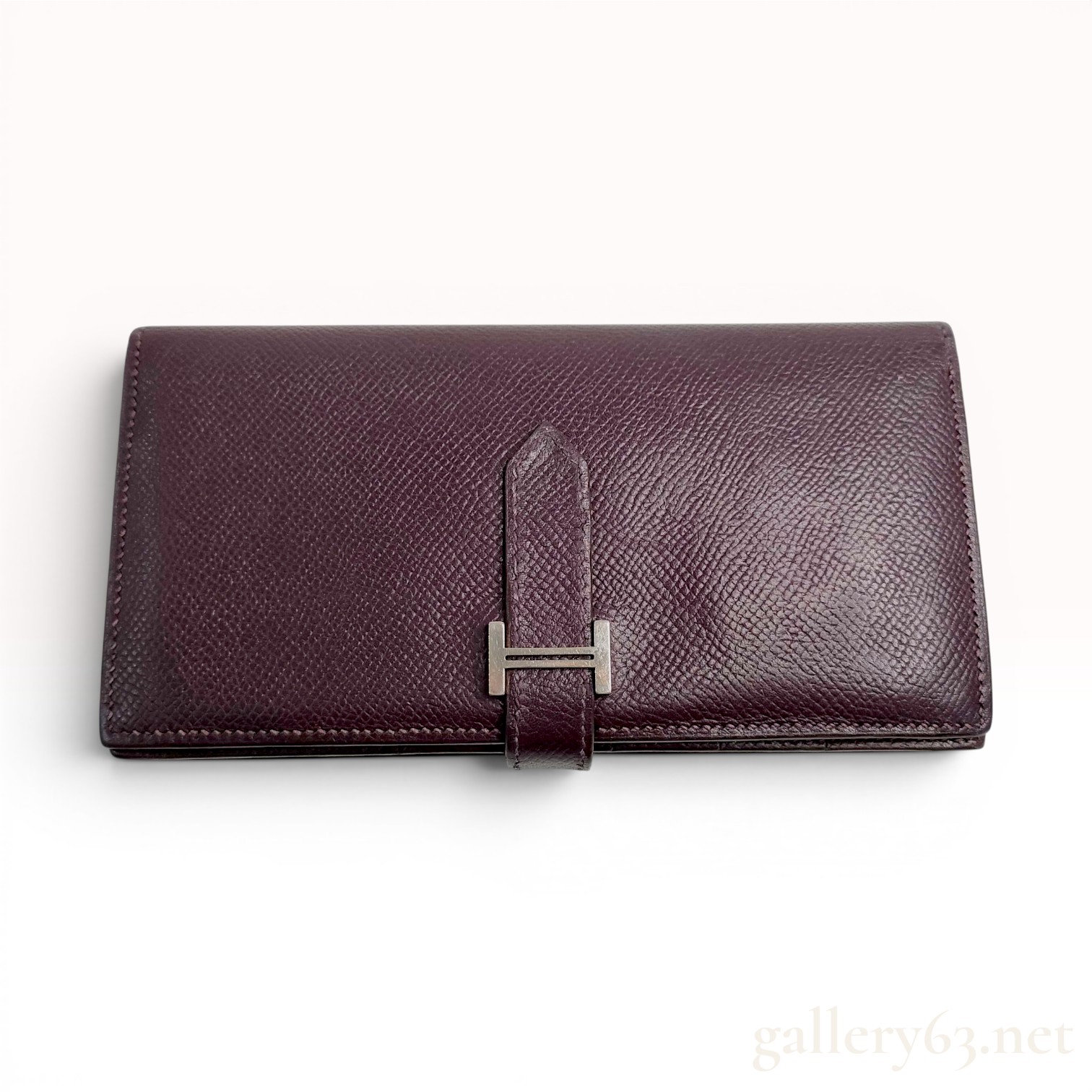 Hermes Bearn Soufflet Long Wallet in Raisin Epsom Leather