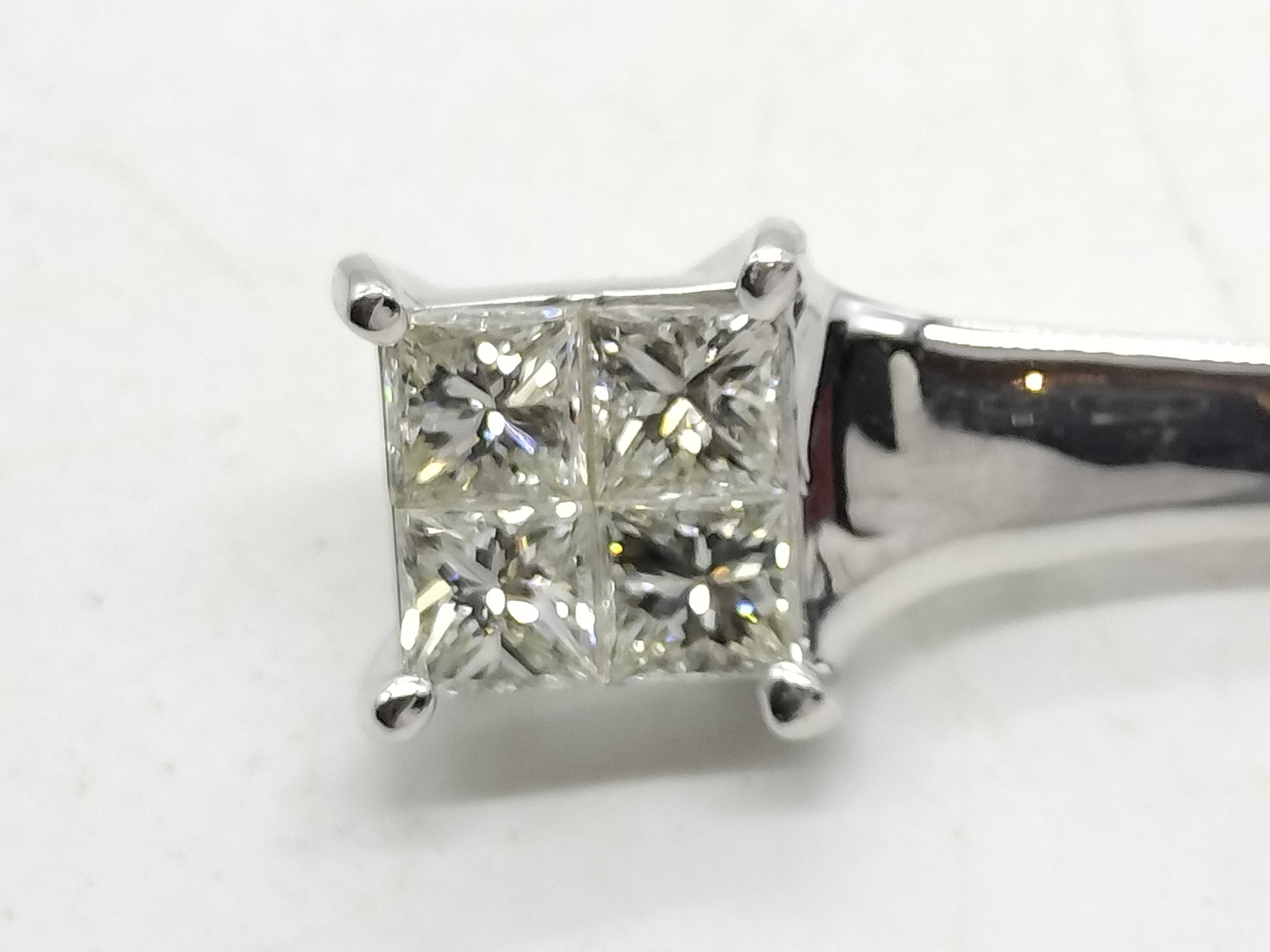 An 18 Karat White Gold and 0.70ctw Natural Diamond Princess Cut Cluster Stick Pin