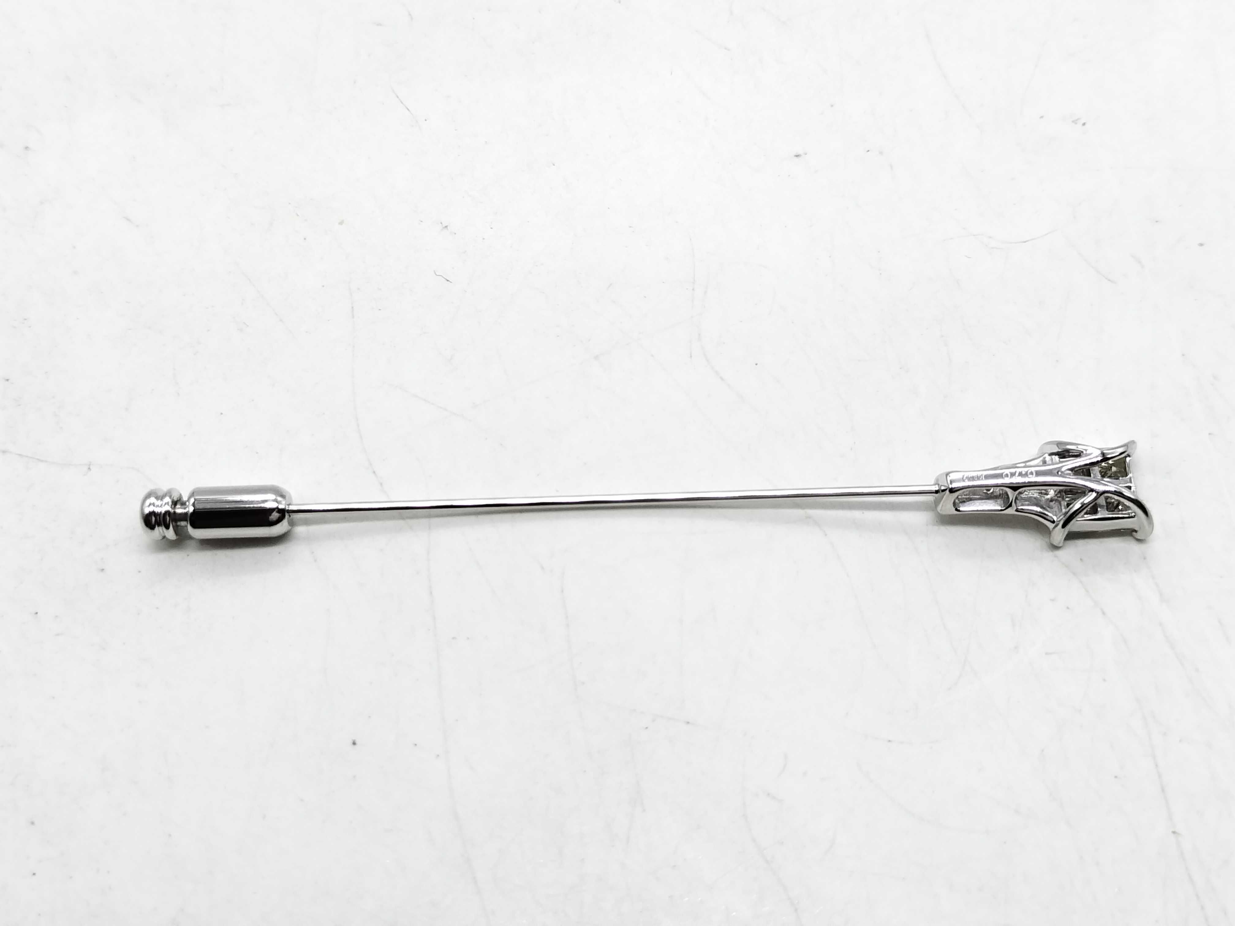An 18 Karat White Gold and 0.70ctw Natural Diamond Princess Cut Cluster Stick Pin