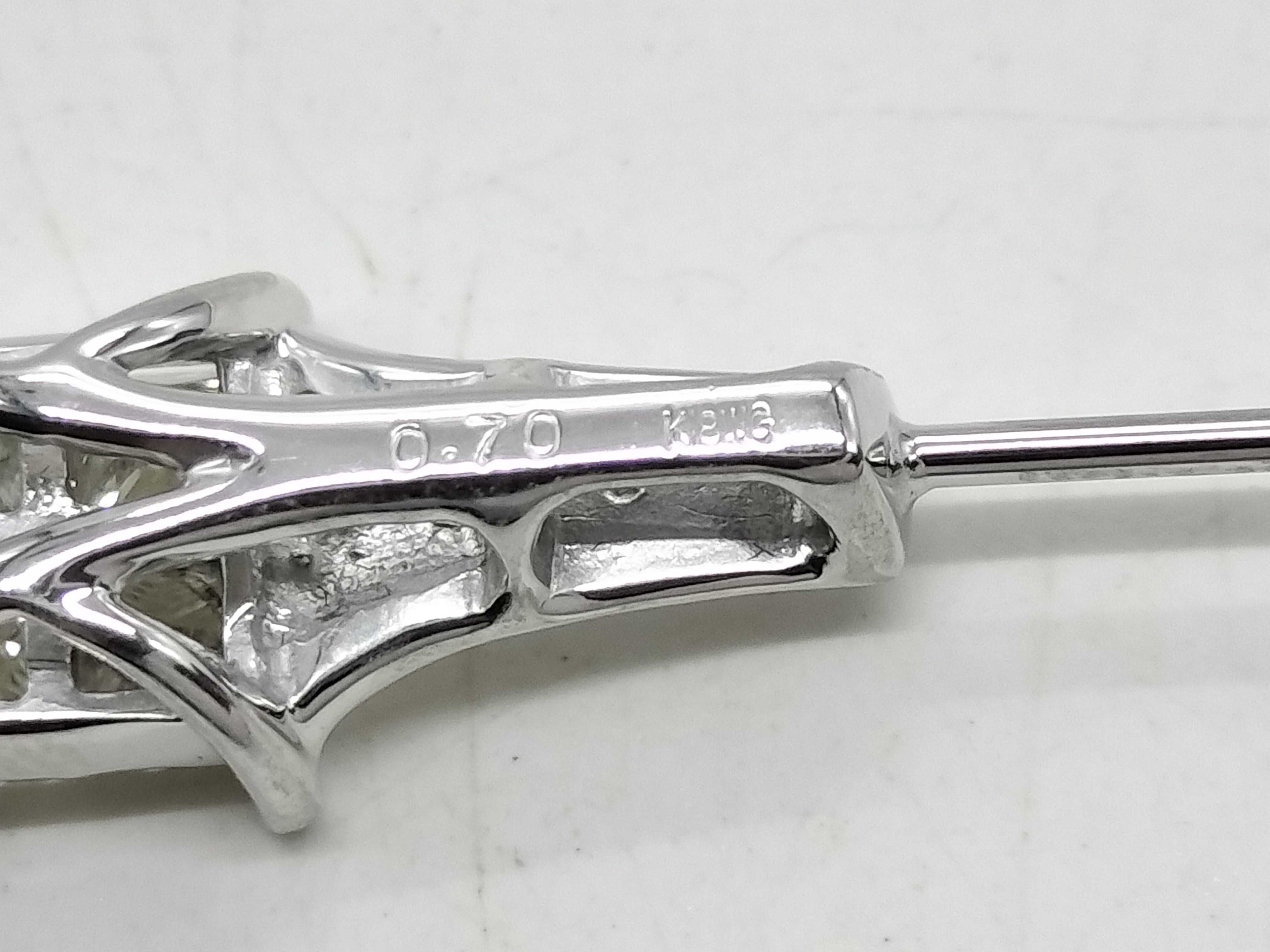 An 18 Karat White Gold and 0.70ctw Natural Diamond Princess Cut Cluster Stick Pin