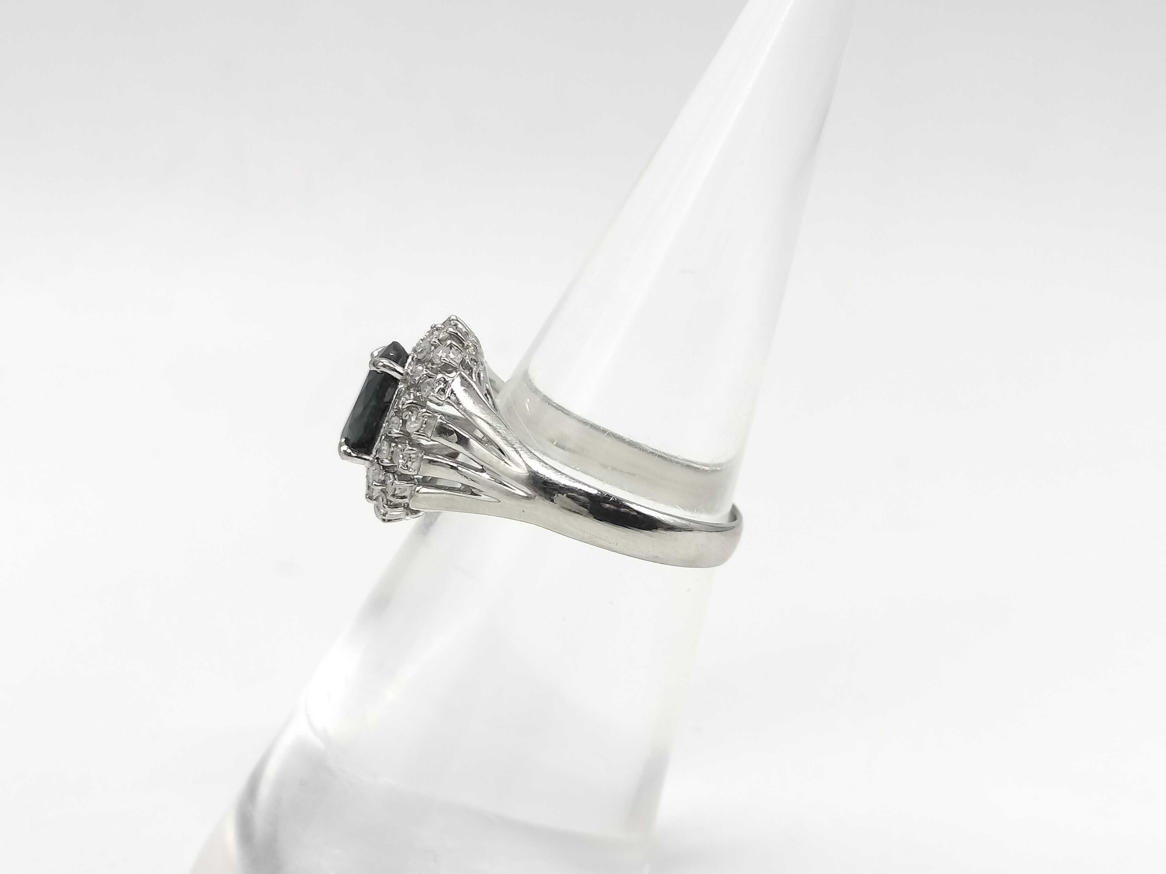 Platinum Sapphire and Diamond Cluster Cocktail Ring
