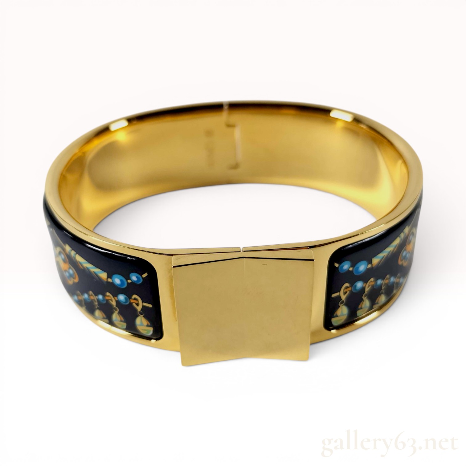 Hermes Wide Printed Enamel Loquet Bracelet PM