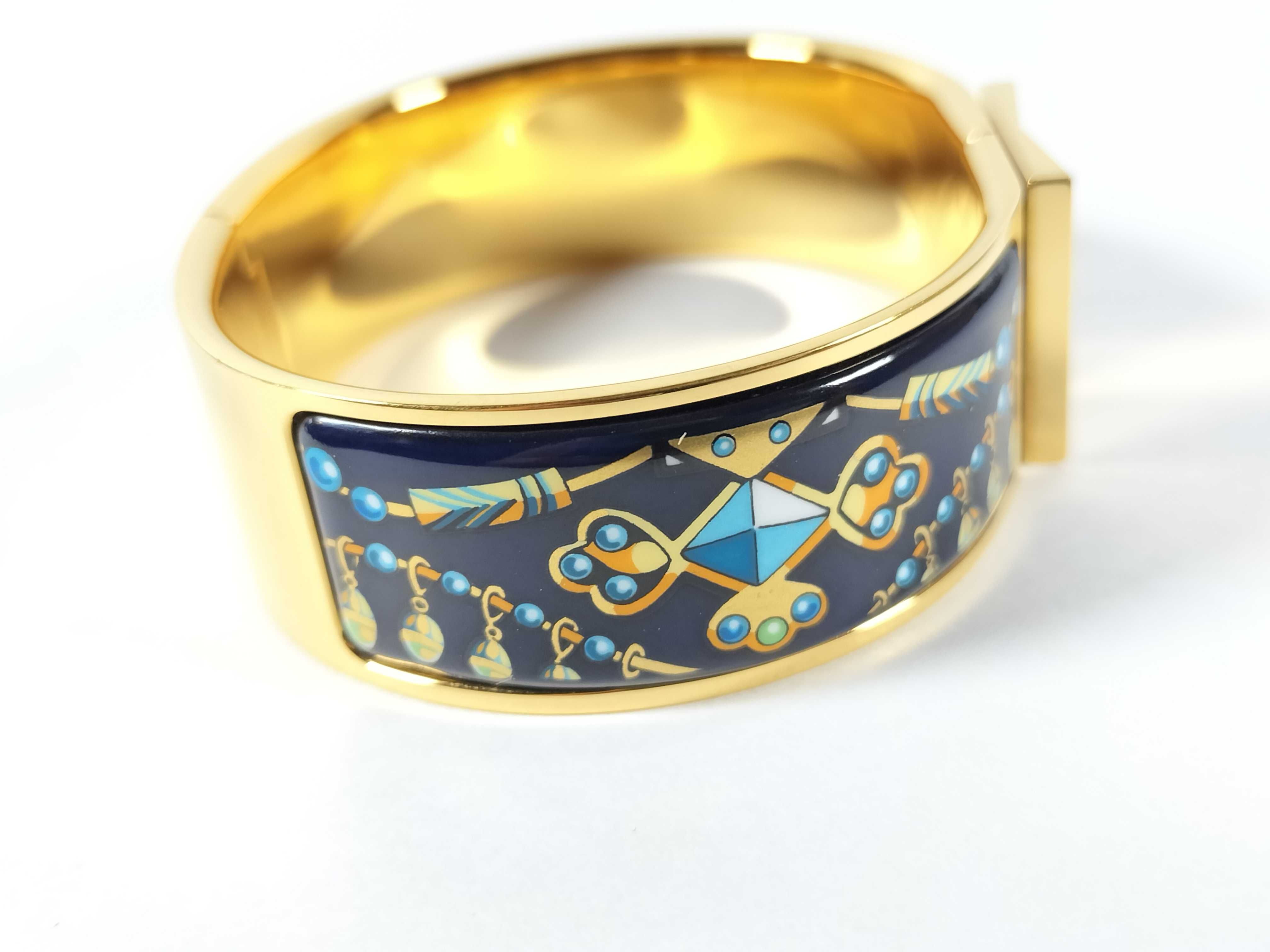 Hermes Wide Printed Enamel Loquet Bracelet PM