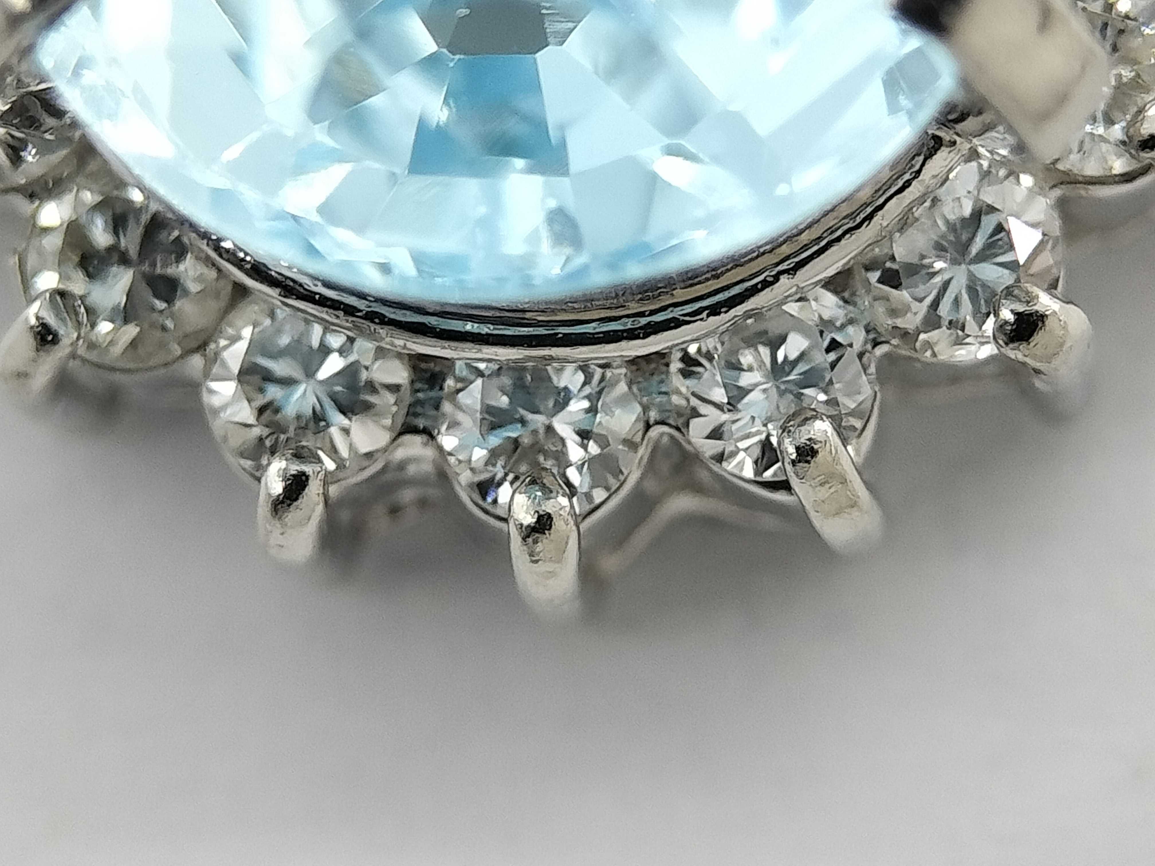 10.40 Carat Pear Cut Aquamarine and Diamond Halo Platinum Pendant