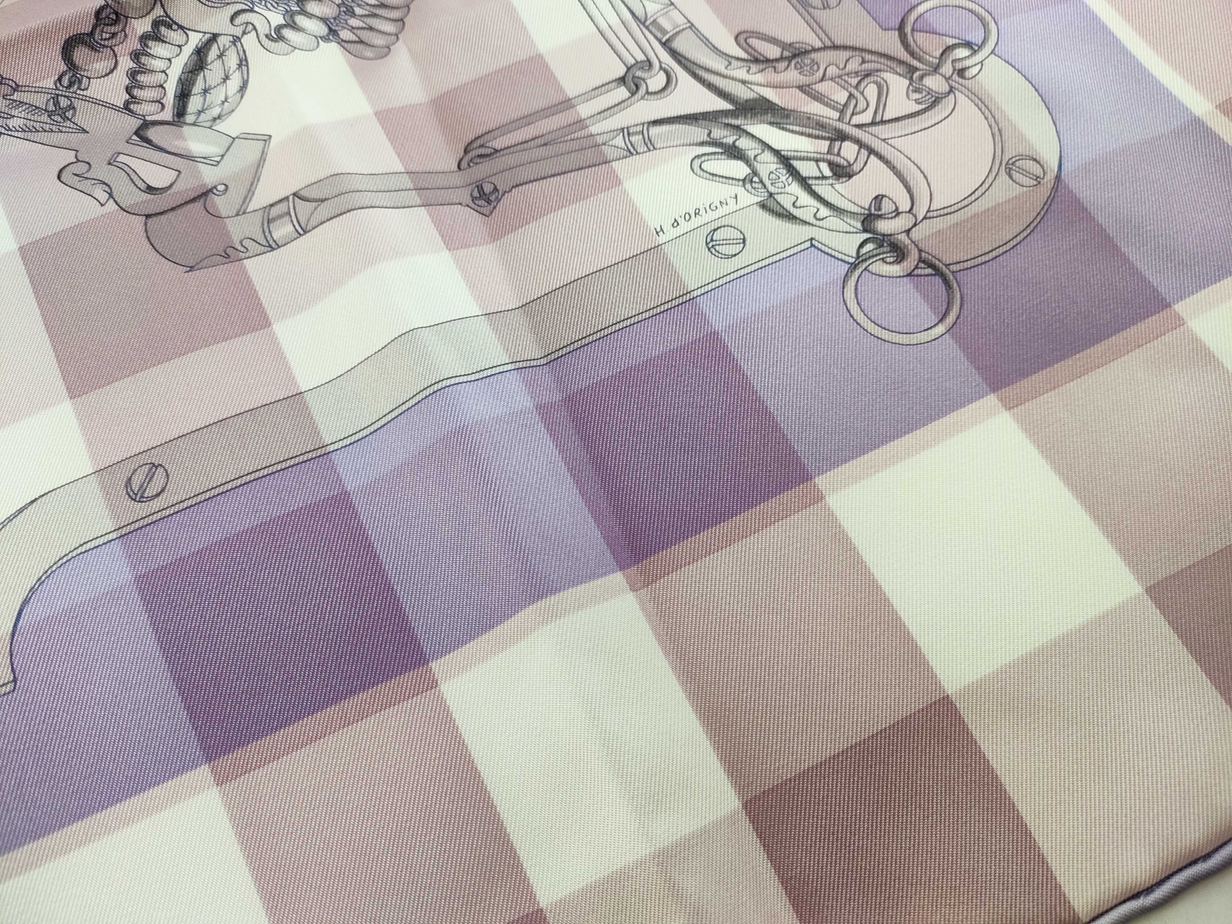 Hermes Mors et Gourmettes Vichy Silk Scarf