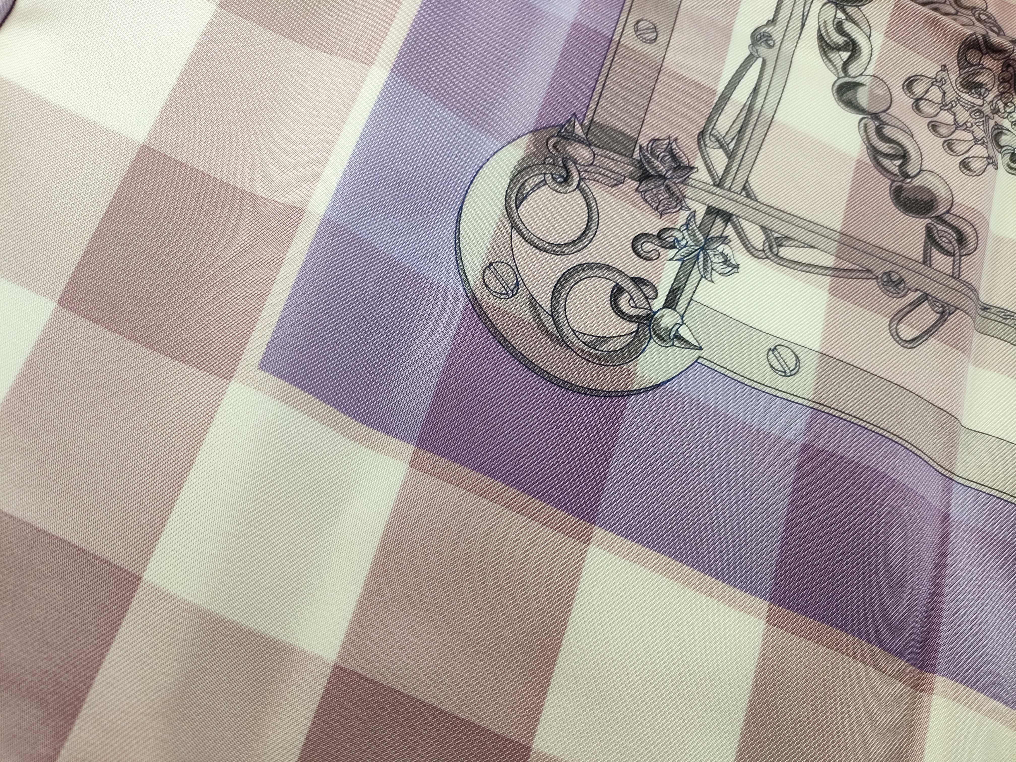 Hermes Mors et Gourmettes Vichy Silk Scarf