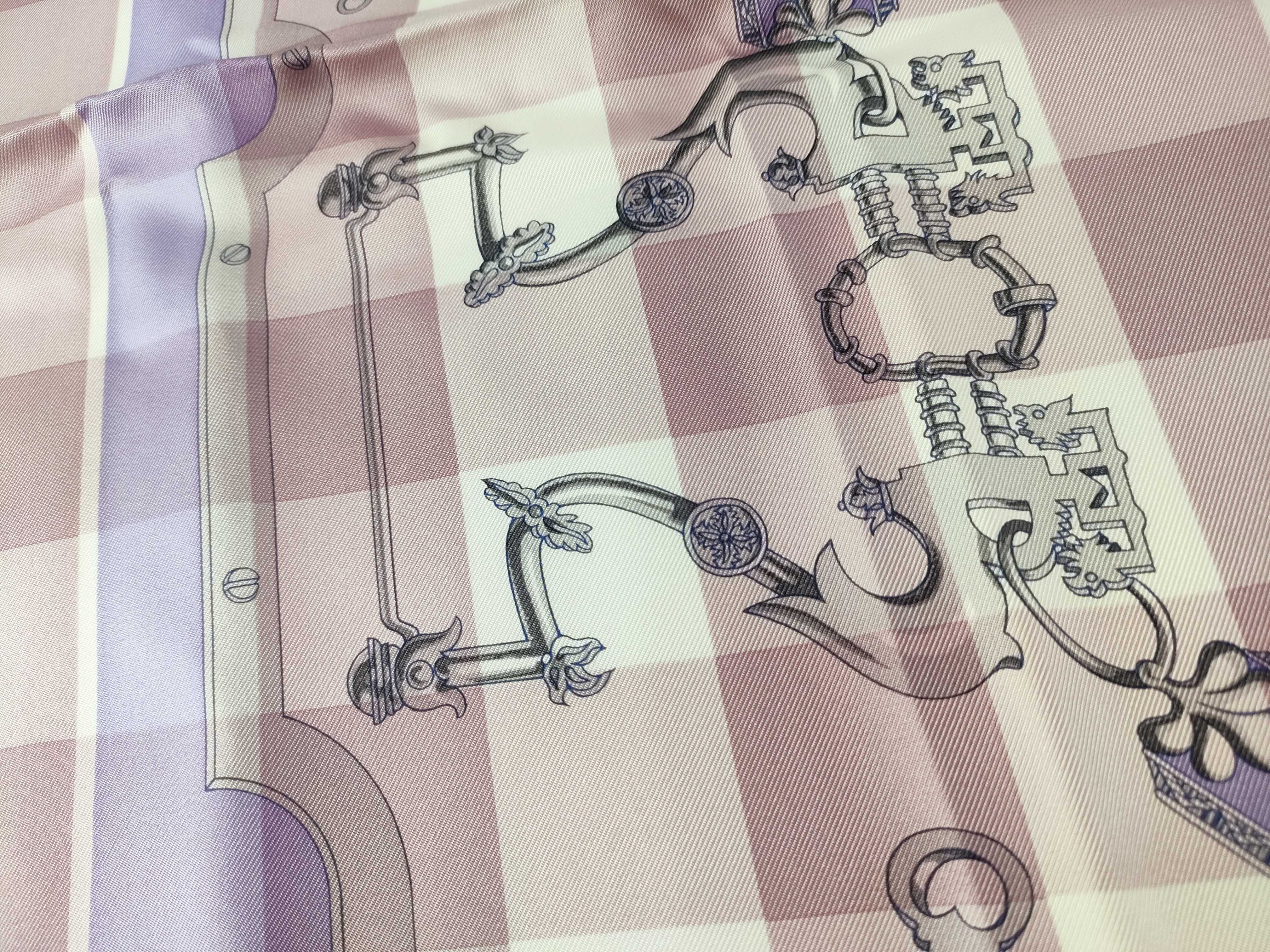 Hermes Mors et Gourmettes Vichy Silk Scarf