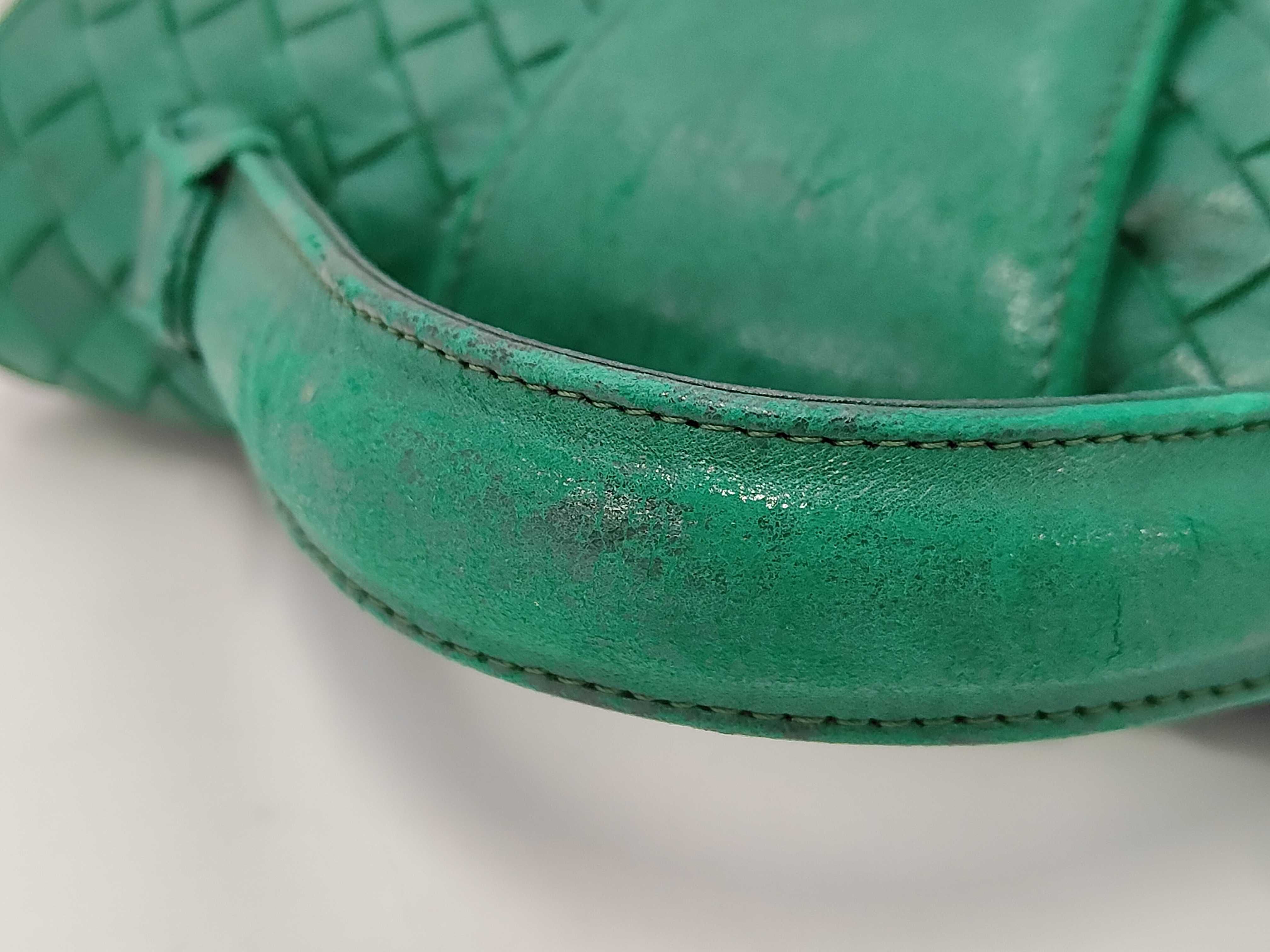 Bottega Veneta Vintage Green Intrecciato Woven Leather Top Handle Bag