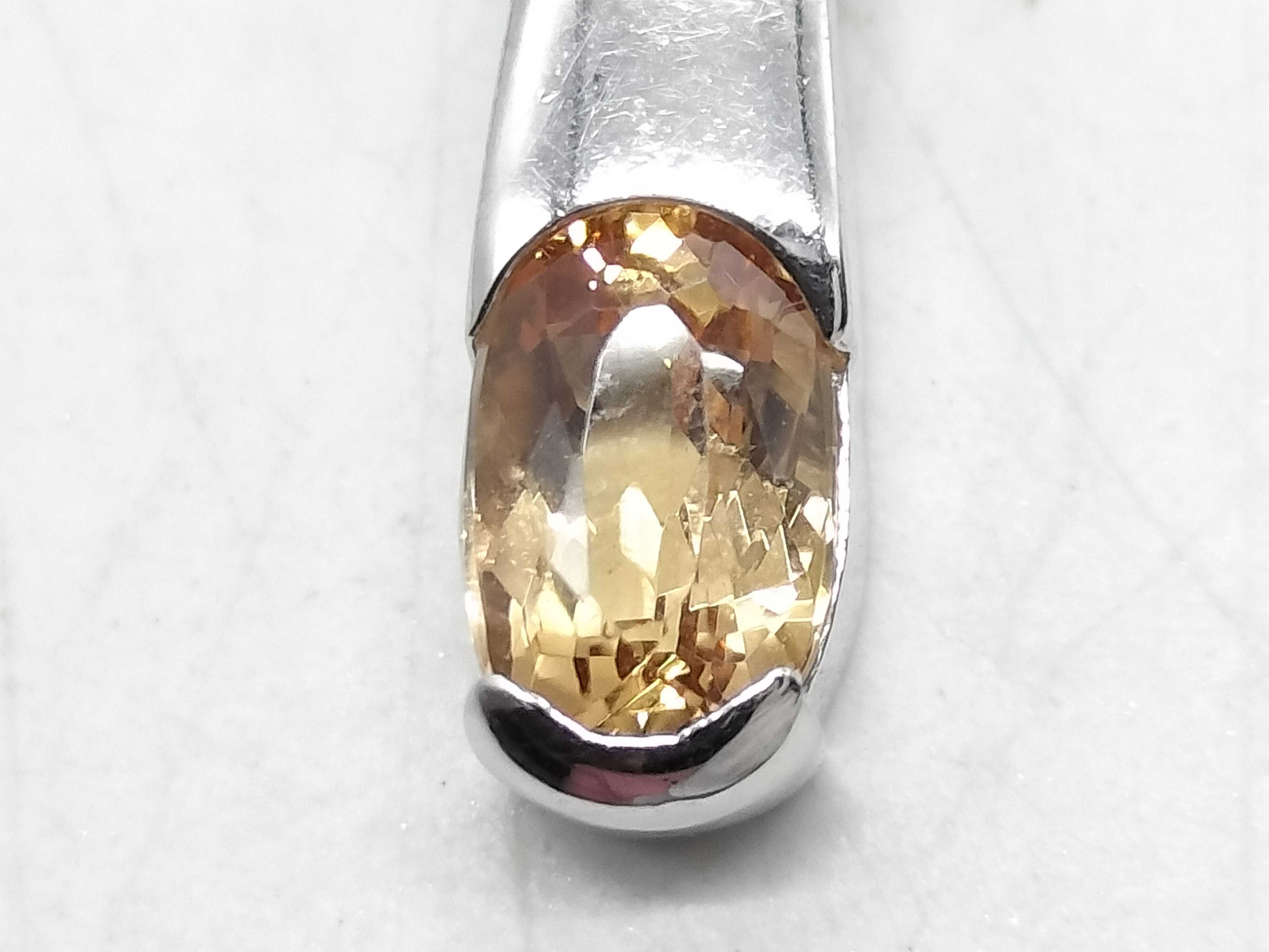 Japanese Platinum and Oval Cut Brownish Yellow Gemstone Pendant Necklace