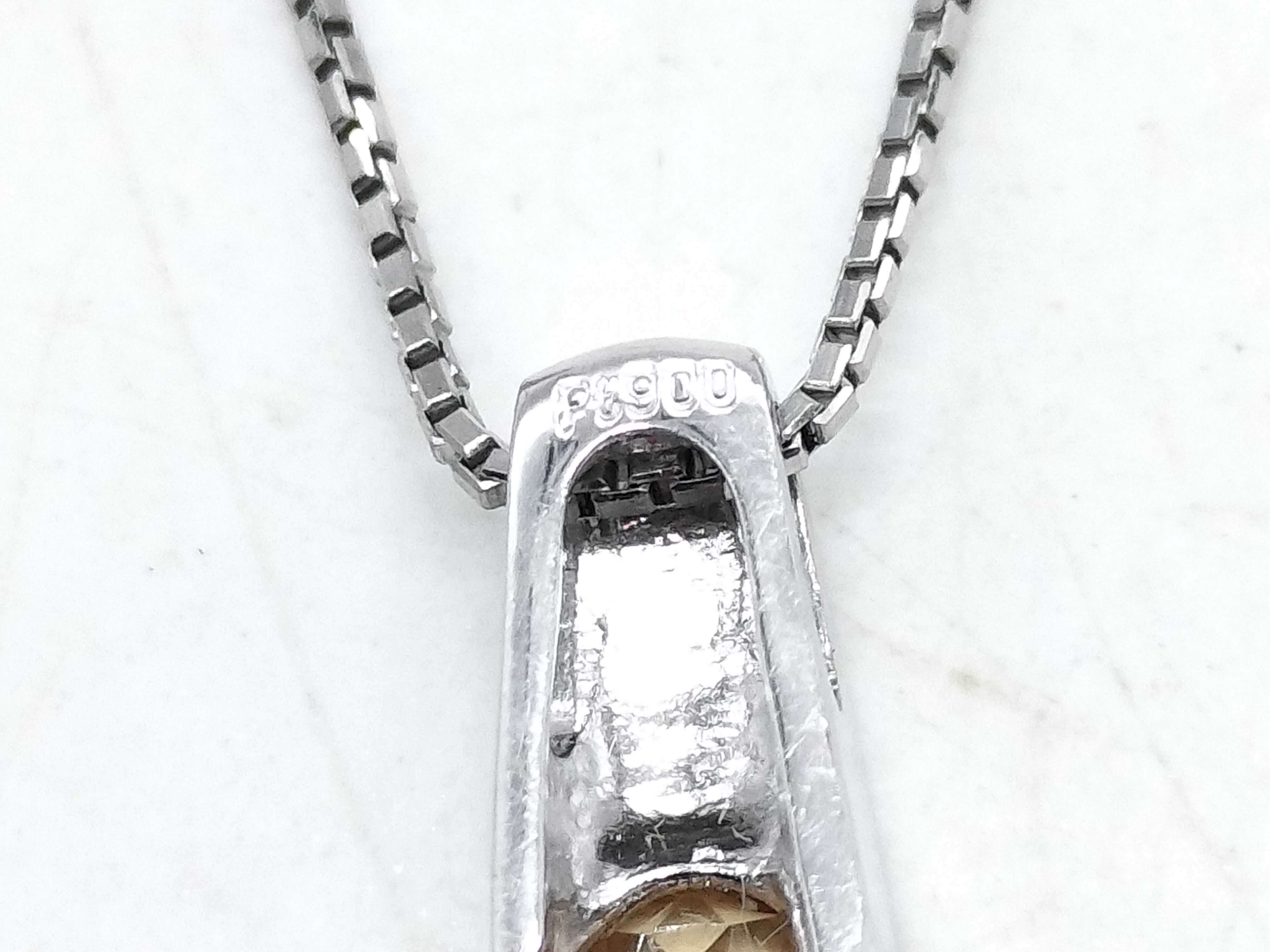Japanese Platinum and Oval Cut Brownish Yellow Gemstone Pendant Necklace