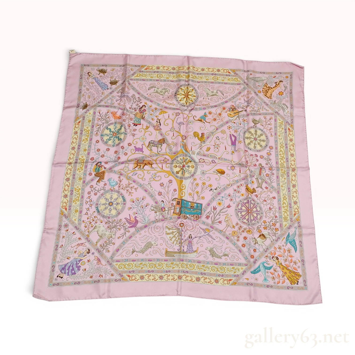 Hermes Peuple du Vent Silk Twill Carre 90 Scarf