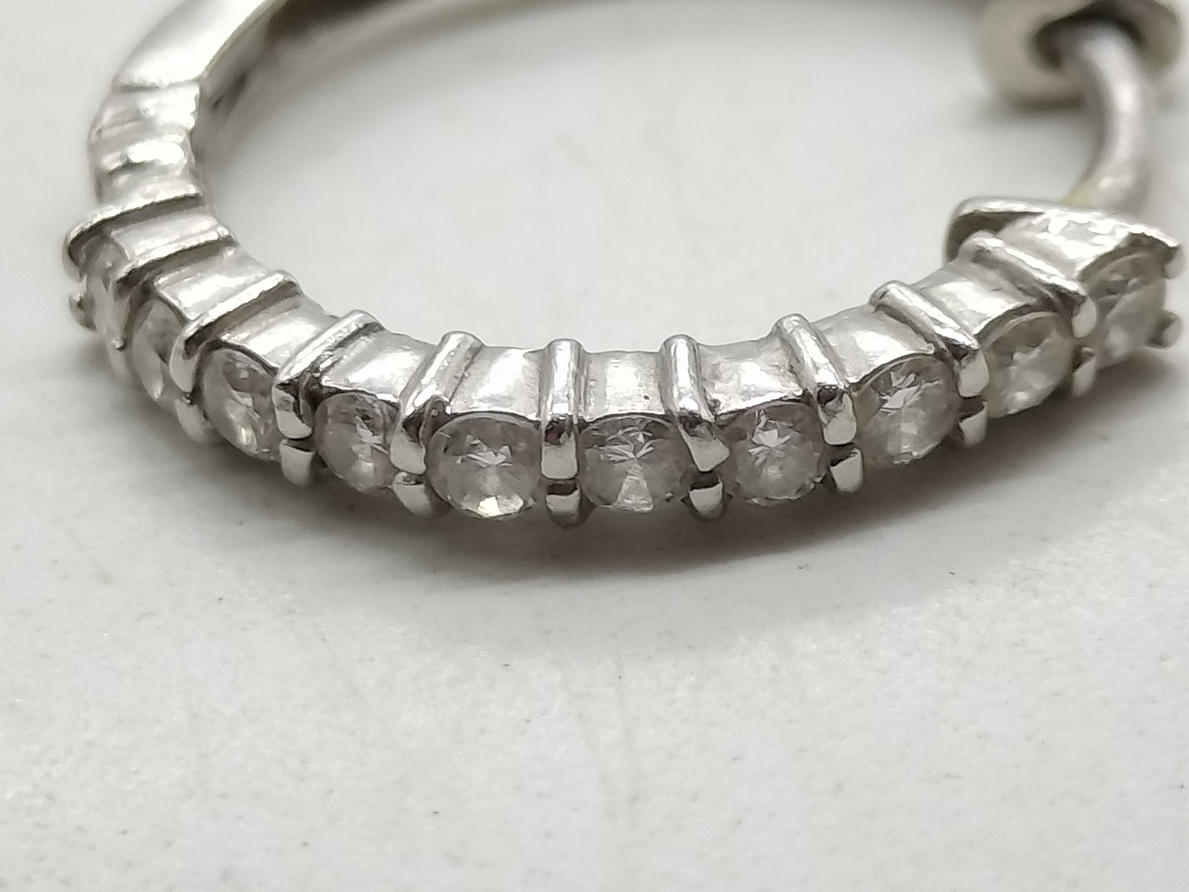 A Pair of Diamond and Pt900 Platinum Hinged Hoop Earrings