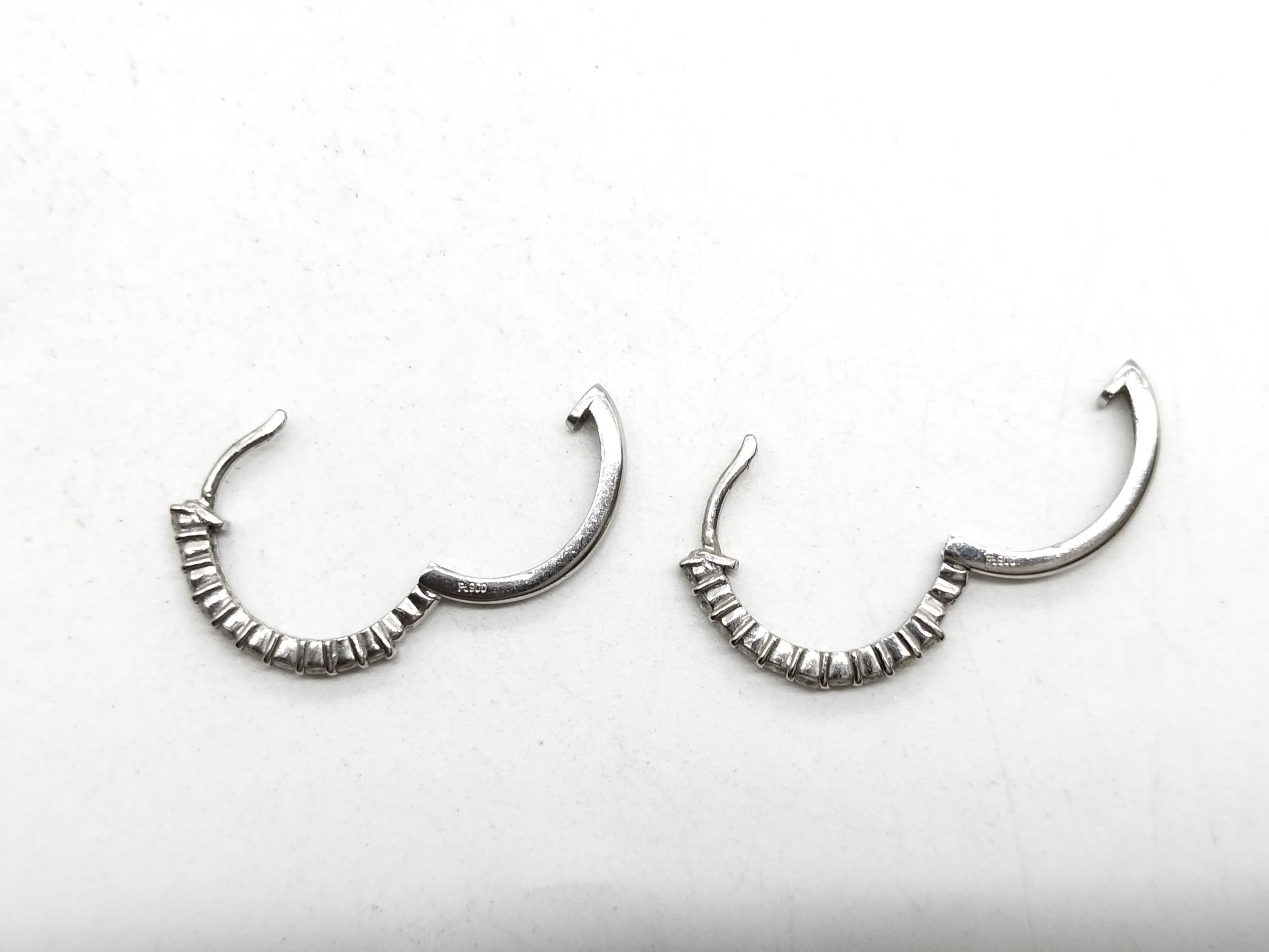 A Pair of Diamond and Pt900 Platinum Hinged Hoop Earrings