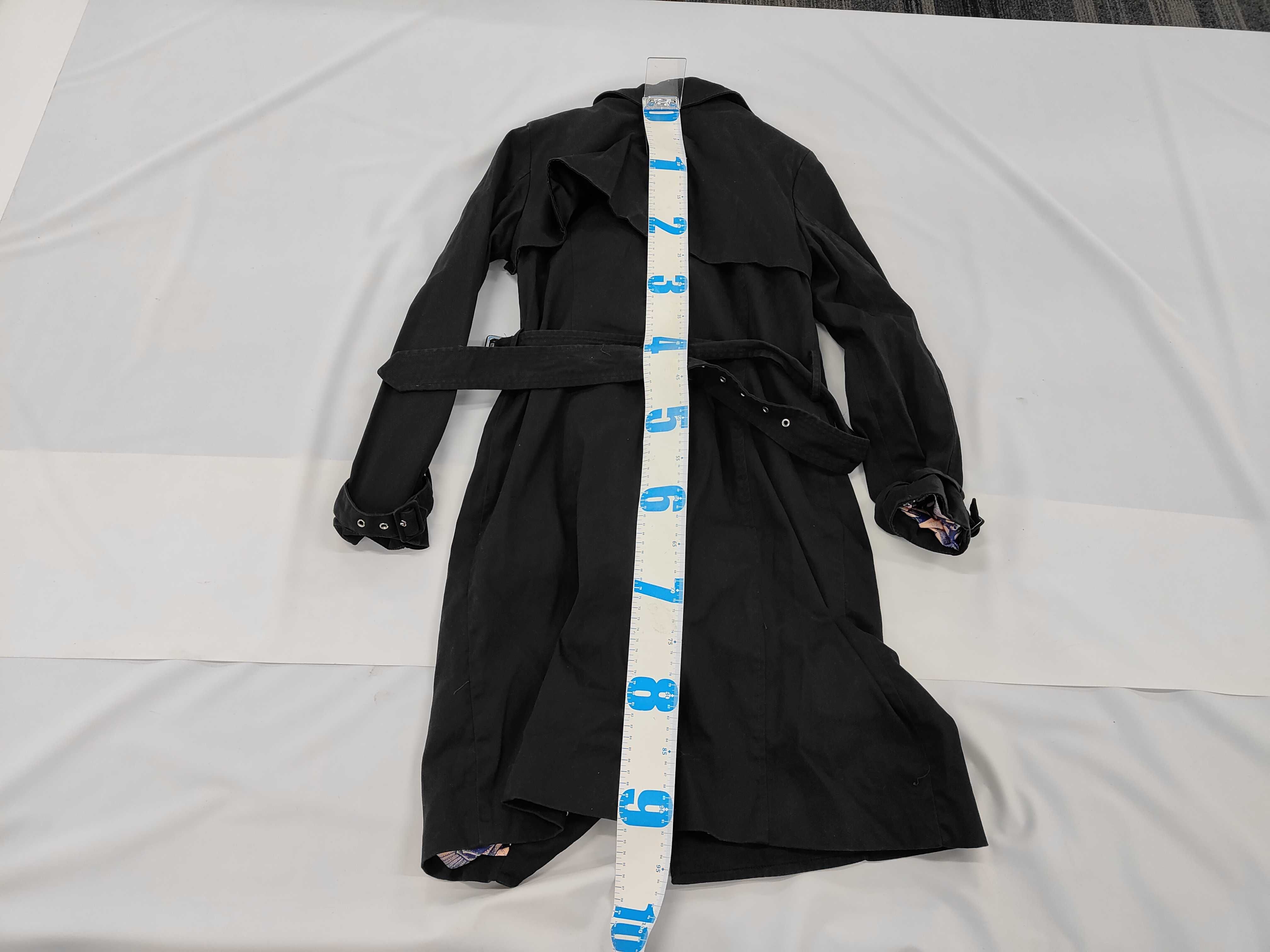 Jean Paul Gaultier Black Double Breasted Trench Coat Size 8