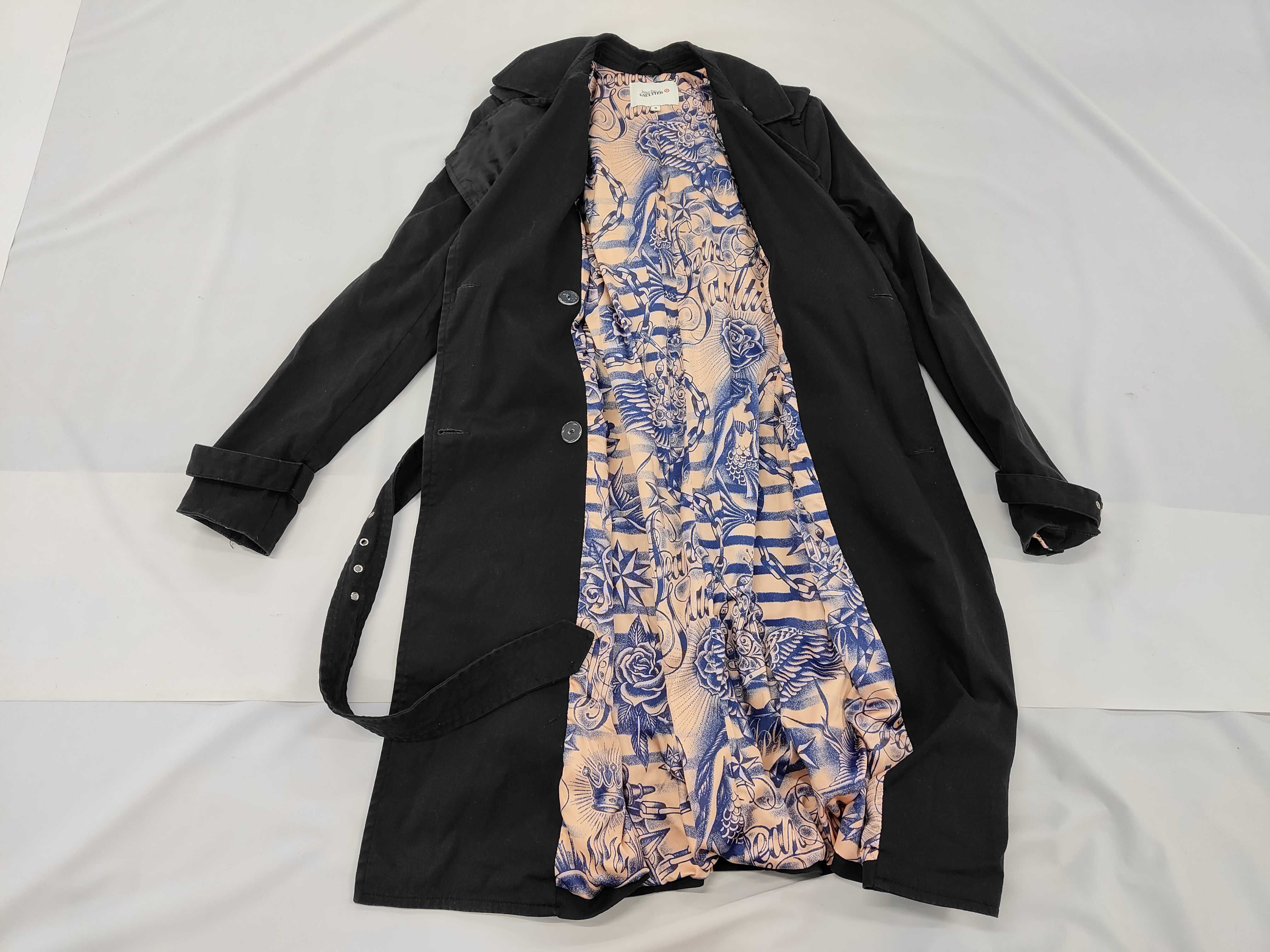 Jean Paul Gaultier Black Double Breasted Trench Coat Size 8