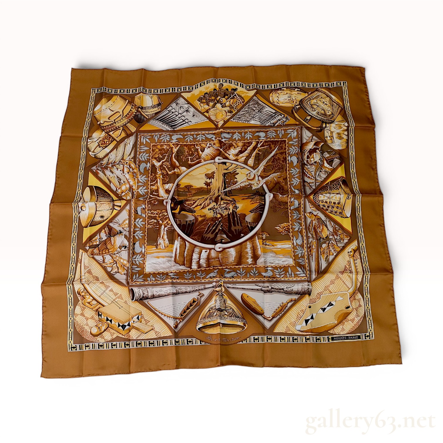 Hermes Au Son du Tam-tam Silk Scarf