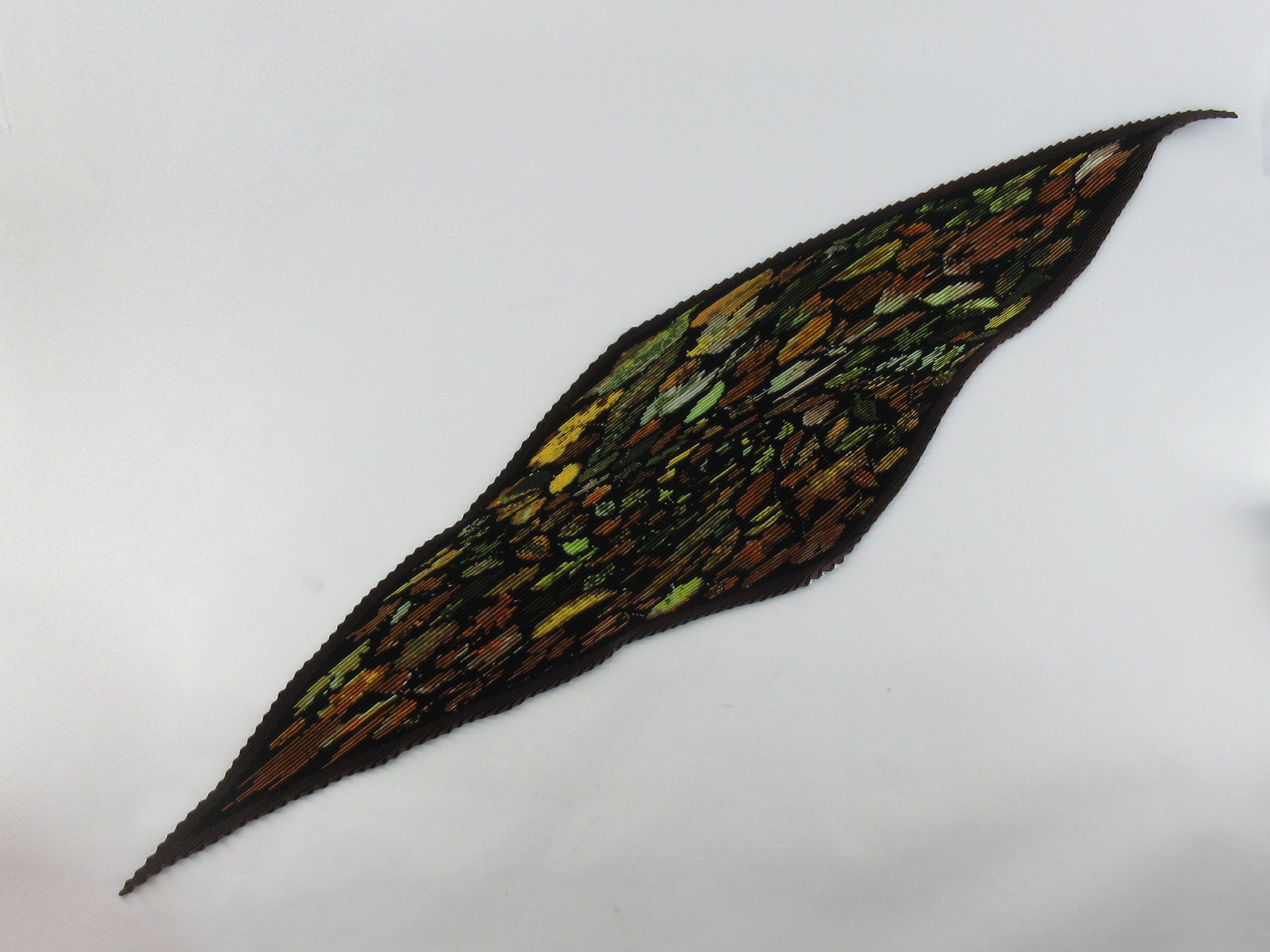 Hermes Plisse Silk Scarf in Autumn Foliage Pattern with Box