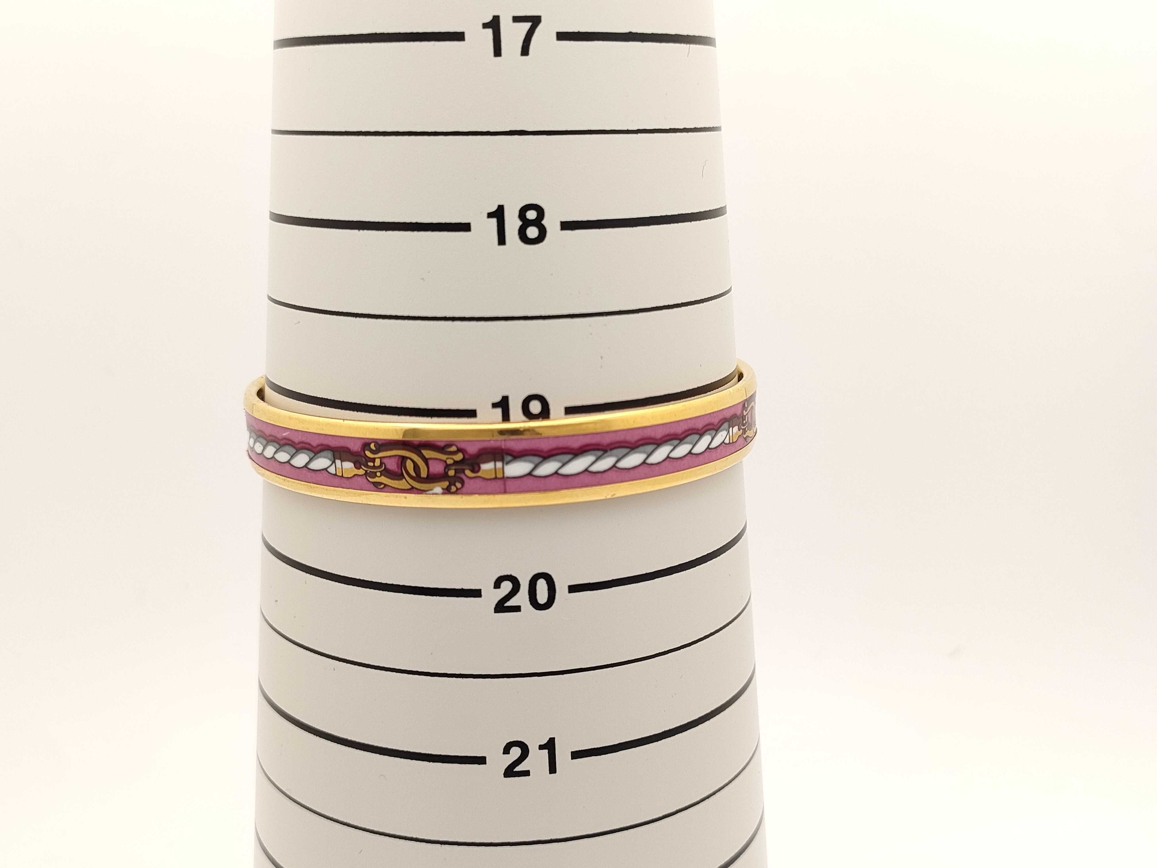 Hermes Pink Mors and Gourmettes Enamel and Gold-Toned Bangle Bracelet