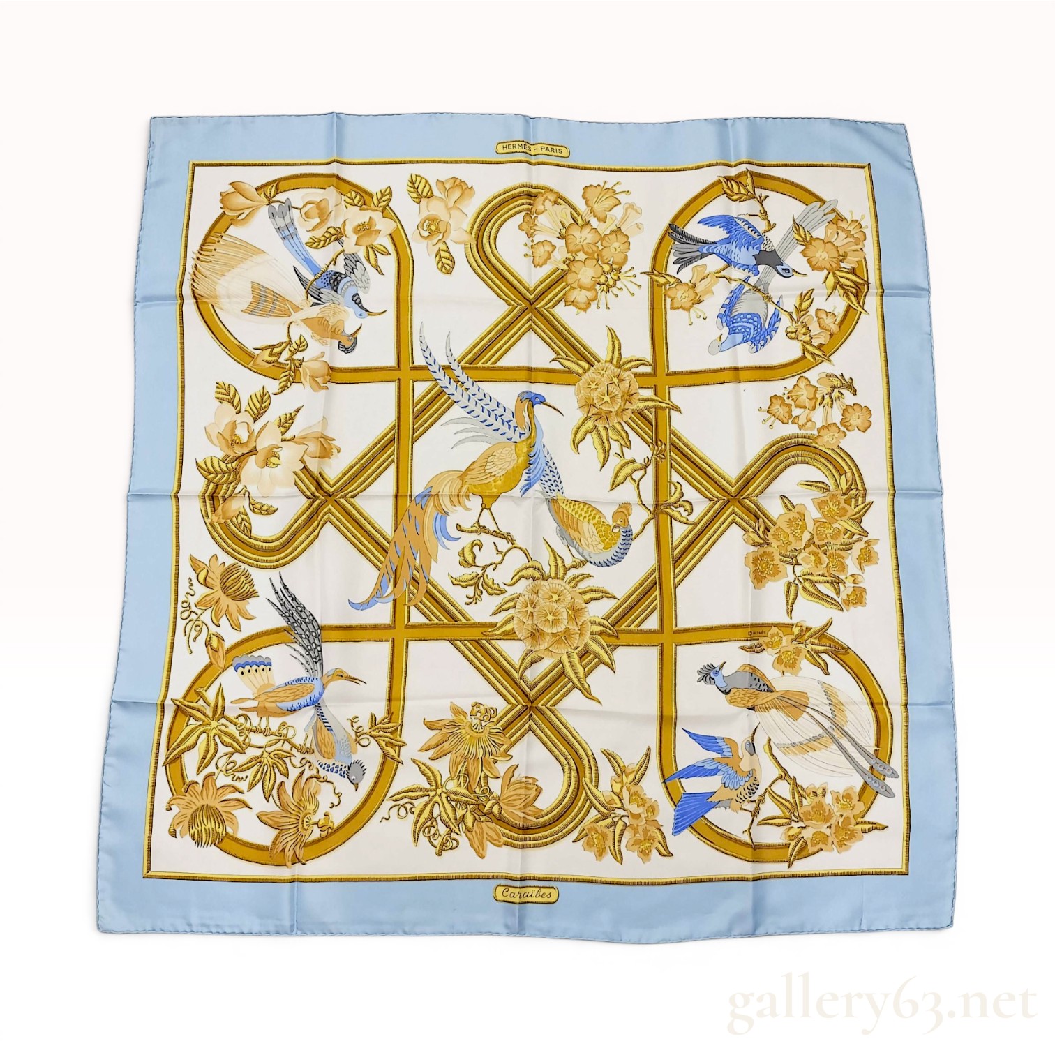 Hermes Caraibes Silk Scarf by Christiane Vauzelles