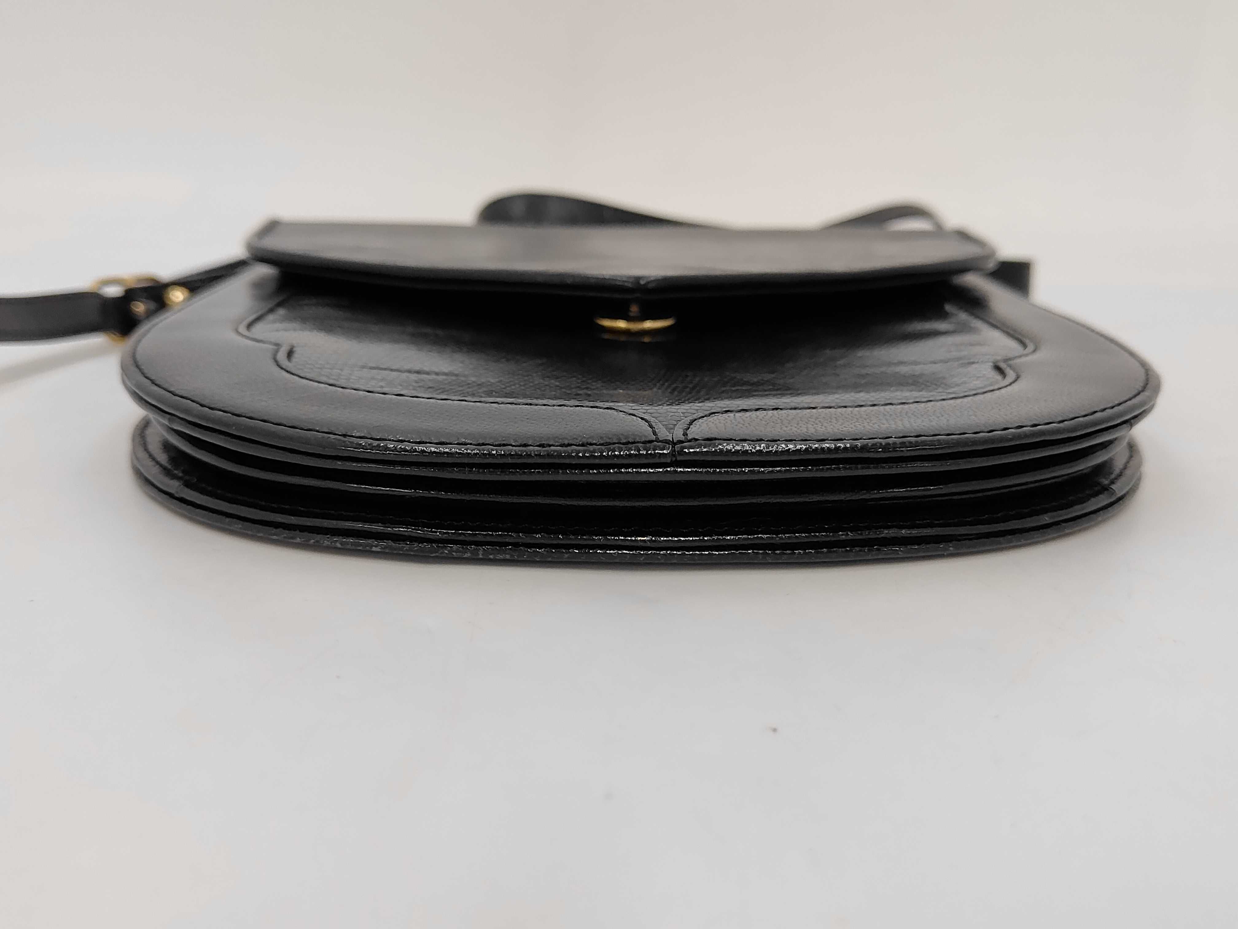 Yves Saint Laurent Vintage Black Genuine Lizard Leather Saddle Bag