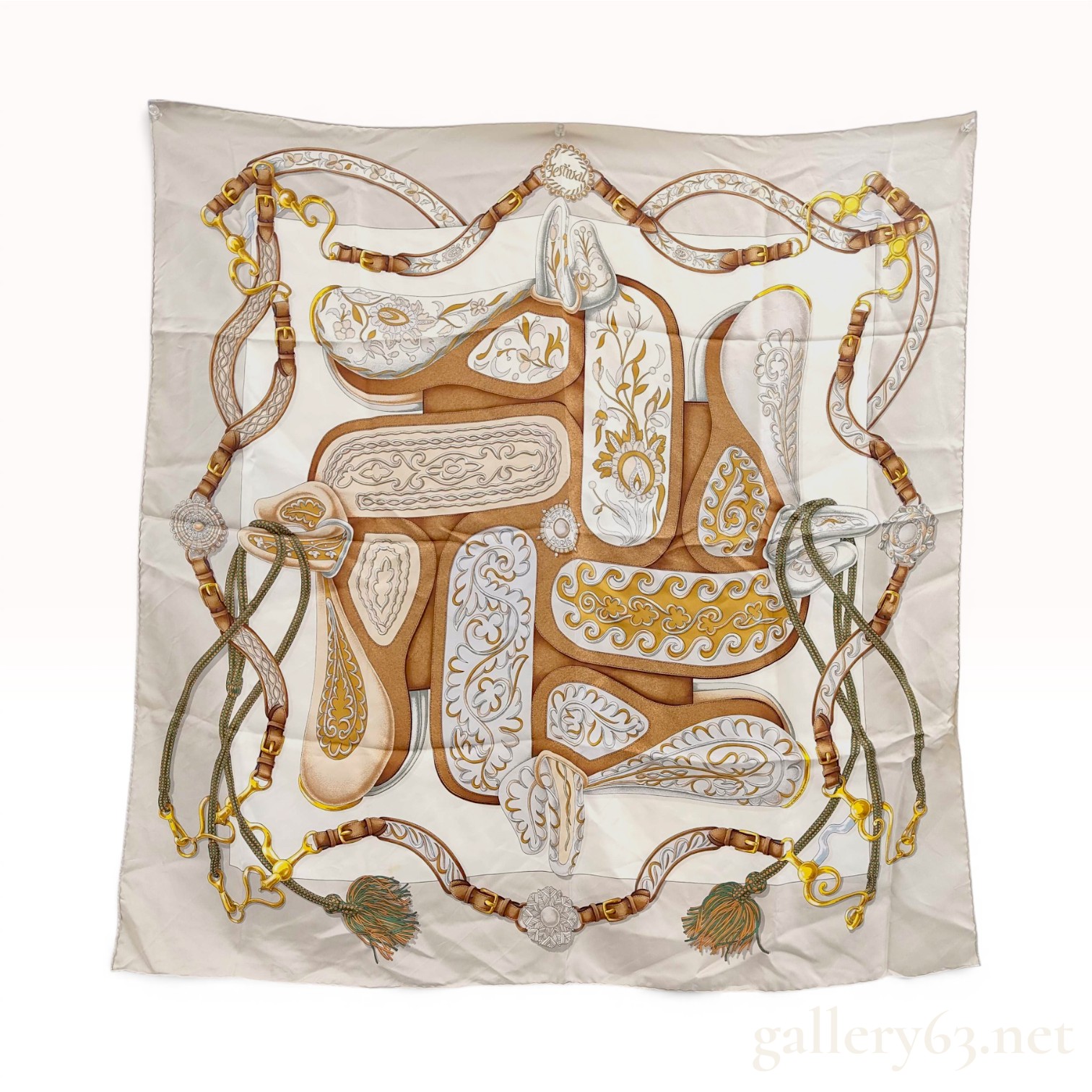 Hermes Festival Pattern Silk Scarf