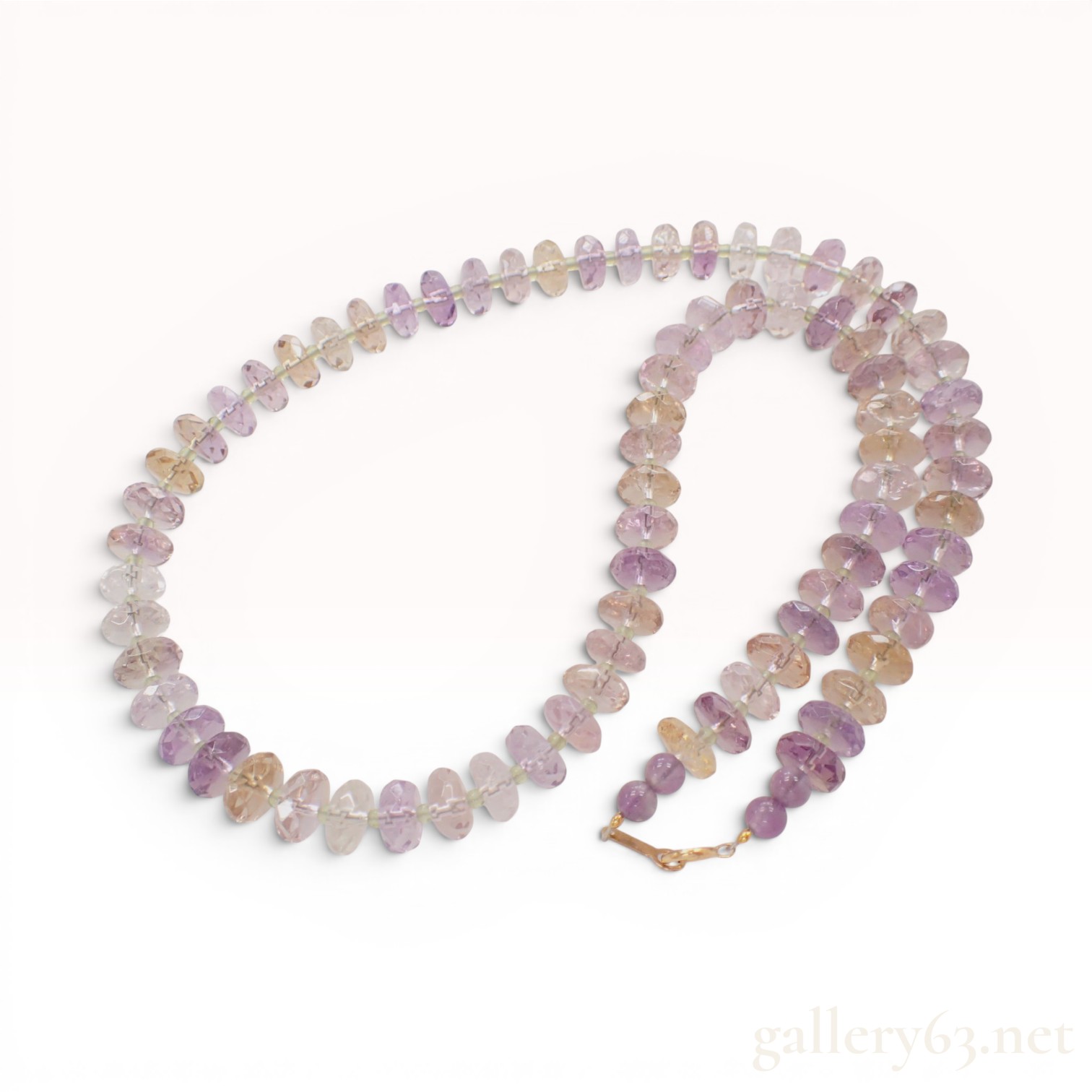 18K Yellow Gold and Faceted Ametrine Bead Necklace