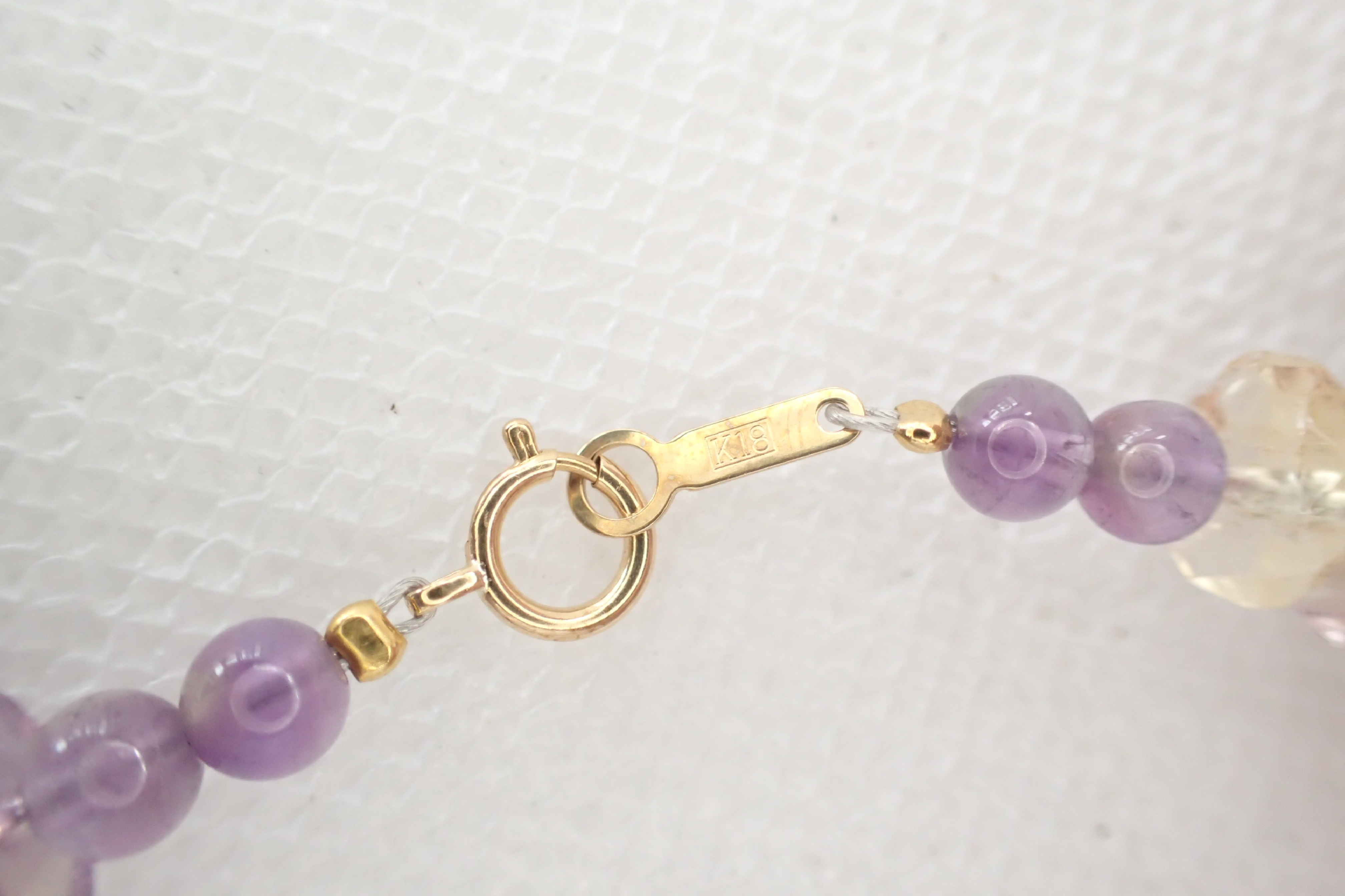 18K Yellow Gold and Faceted Ametrine Bead Necklace