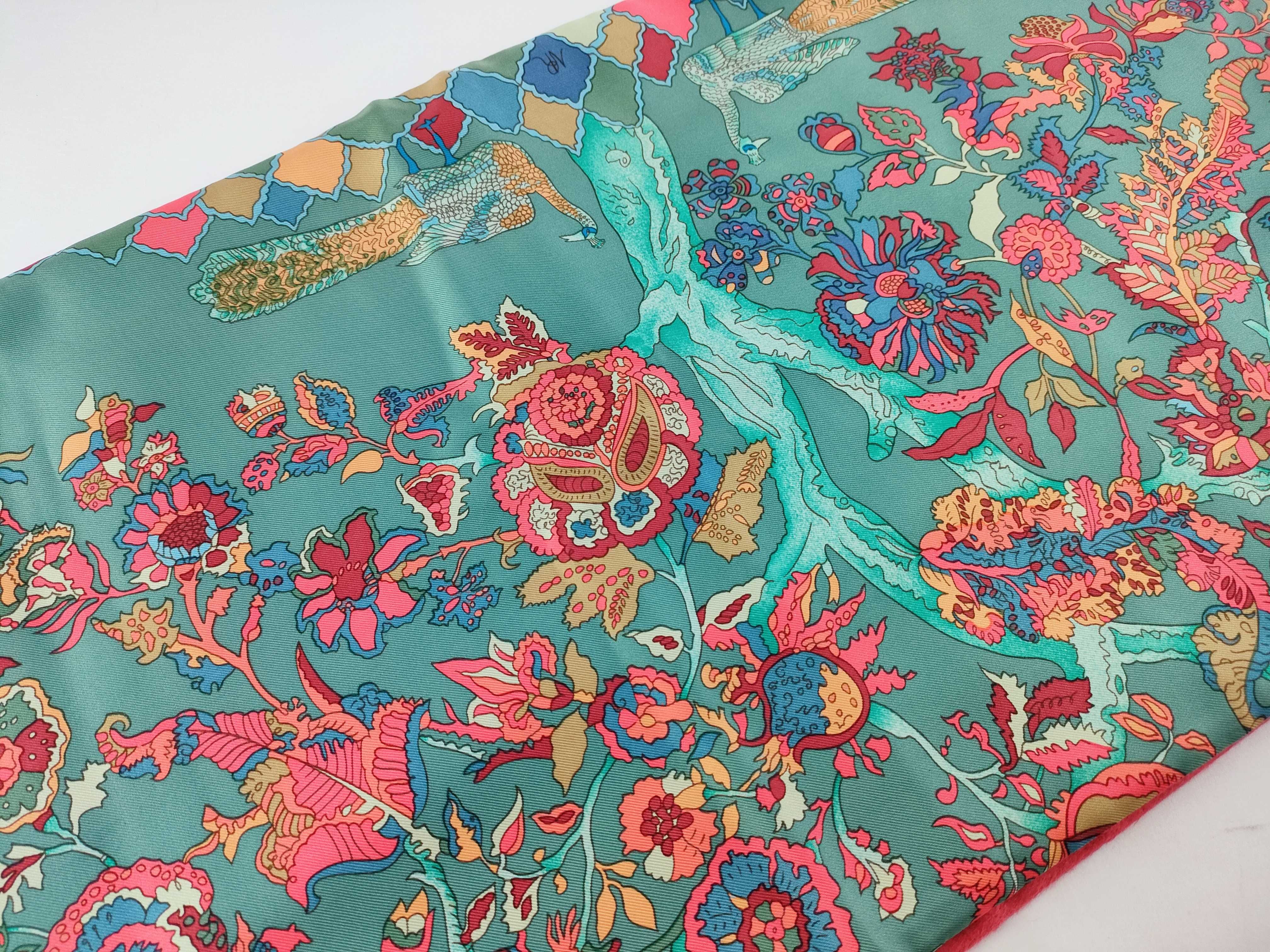 Hermes Fantaisies Indiennes Silk and Angora Double-Faced Stole