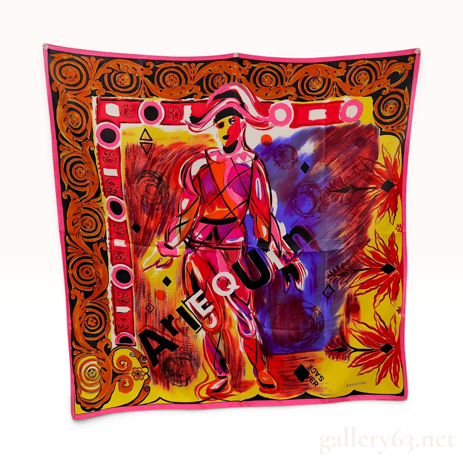 A Vintage Gianni Versace Silk Arlequin Scarf 90cm