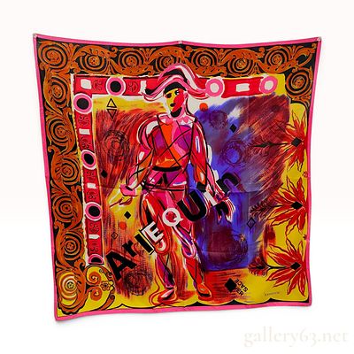 A Vintage Gianni Versace Silk Arlequin Scarf 90cm. A vintage large square silk scarf by Gianni 