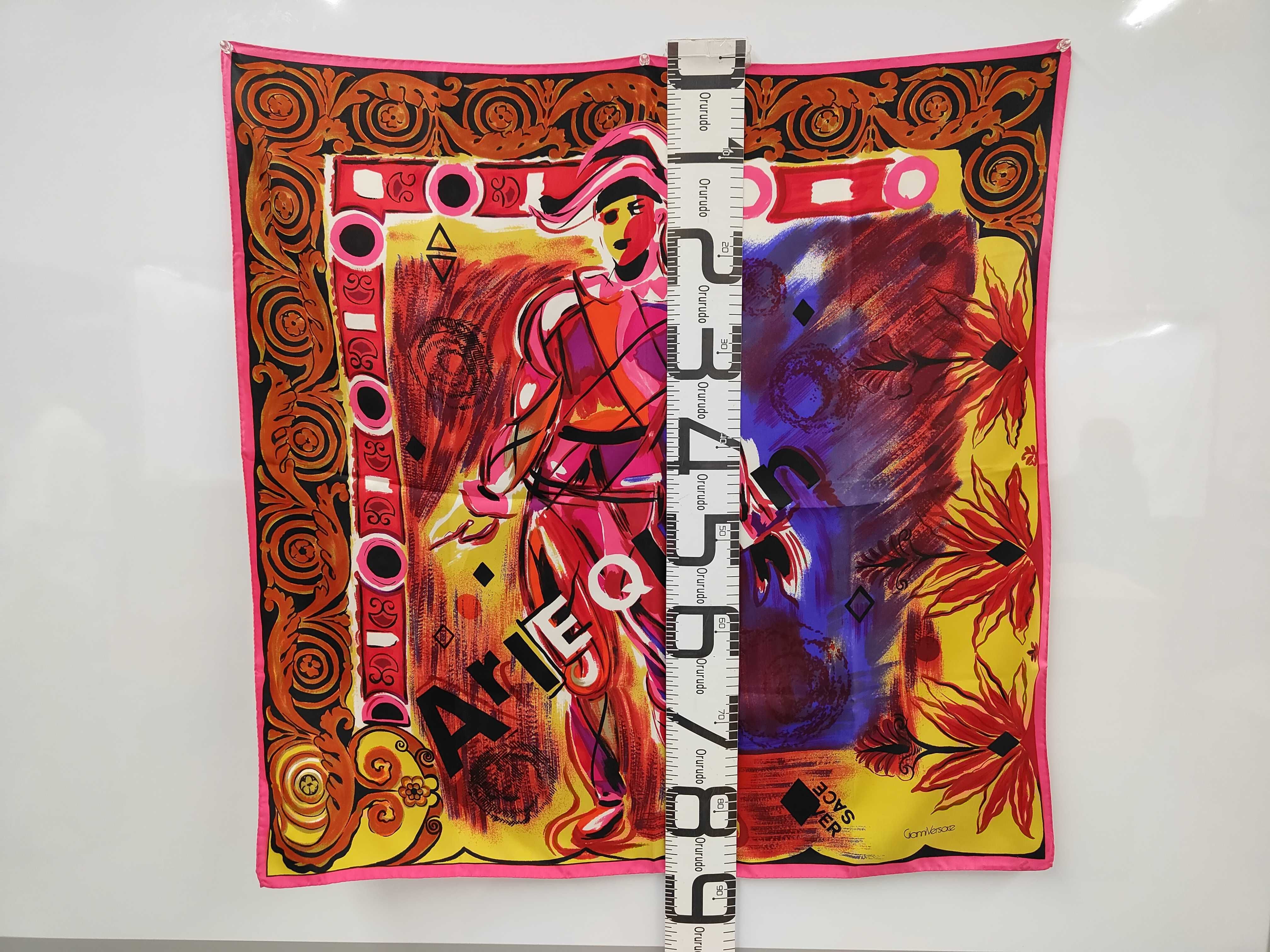 A Vintage Gianni Versace Silk Arlequin Scarf 90cm