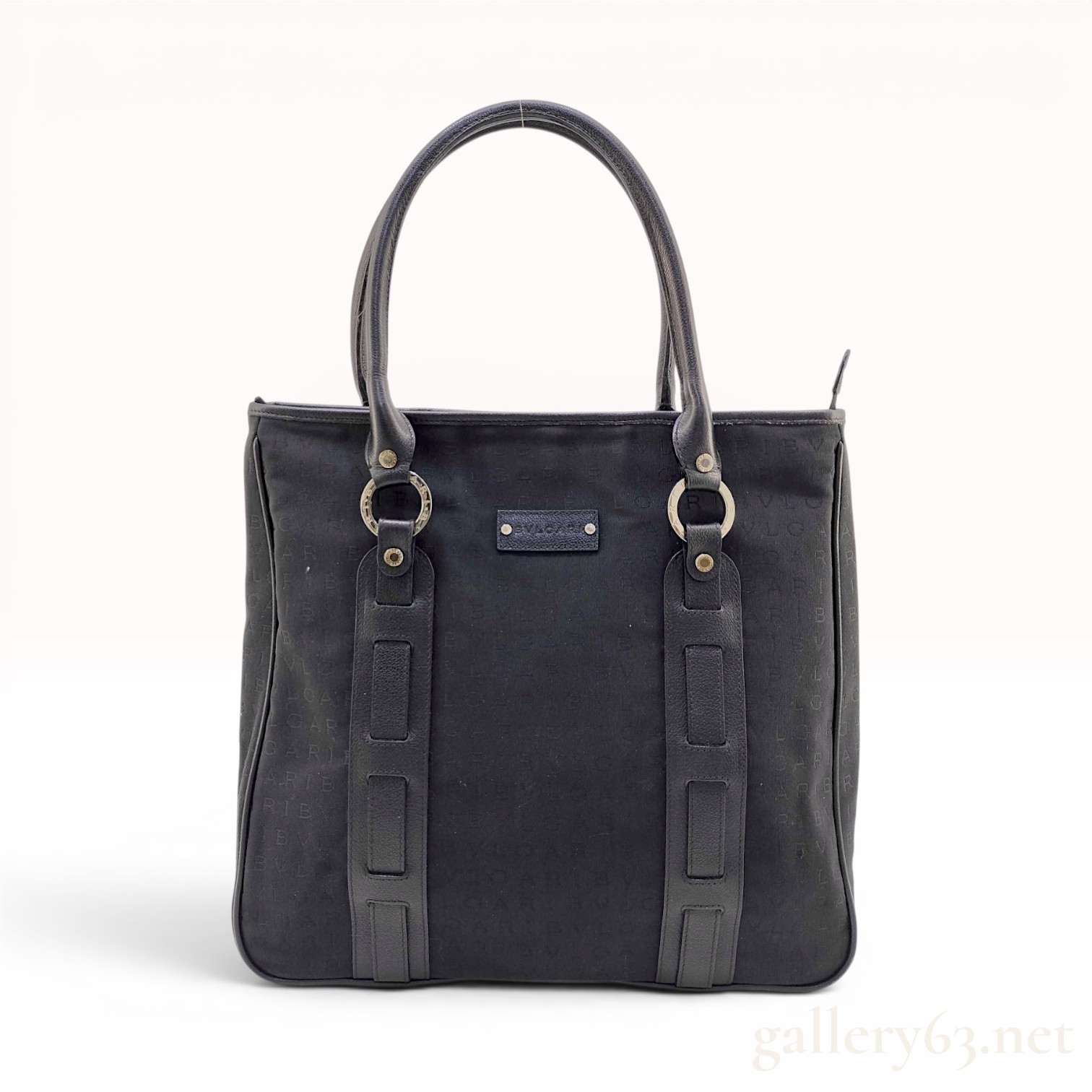 BVLGARI Black Logomania Canvas and Leather Tote Bag
