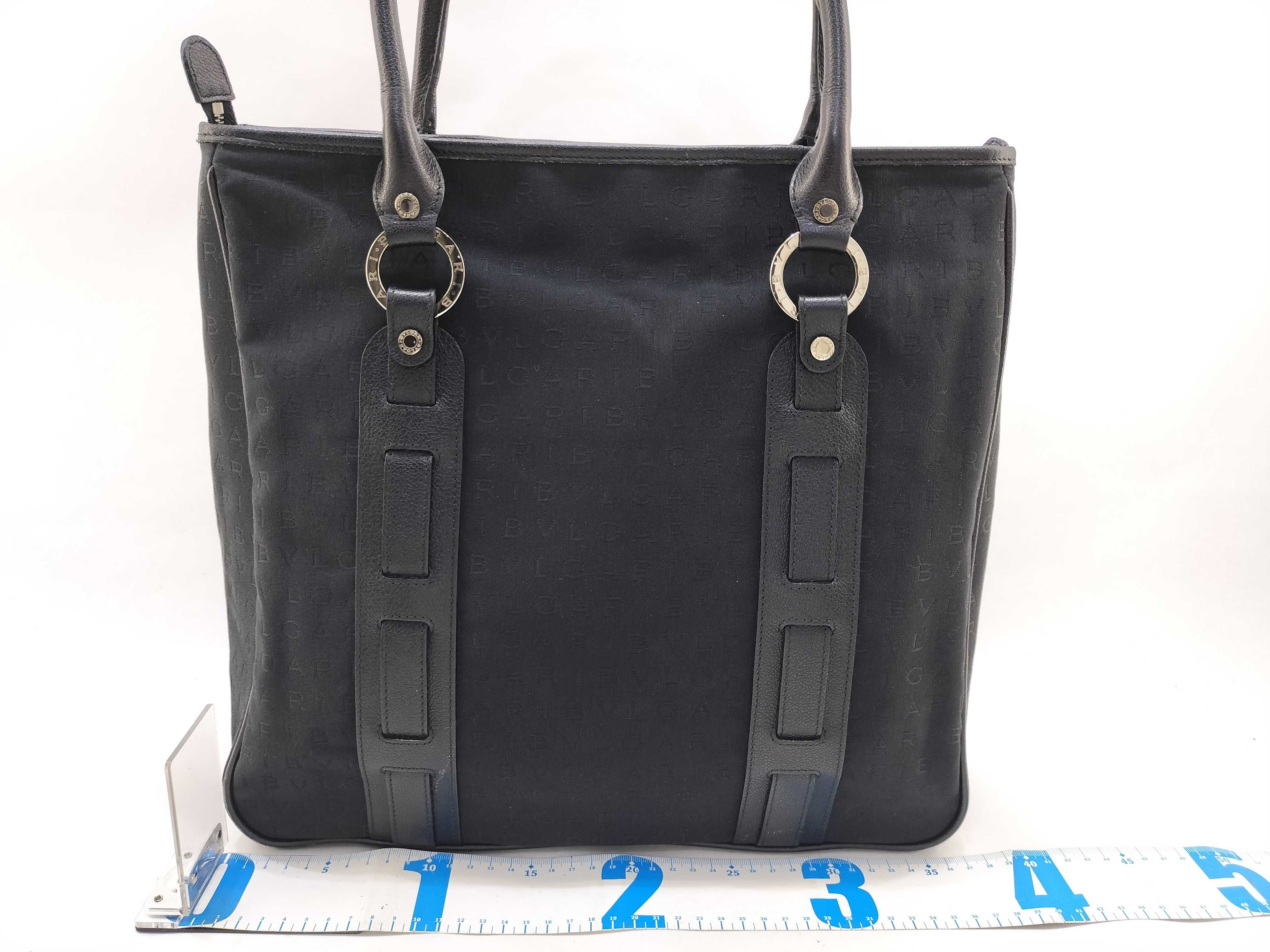 BVLGARI Black Logomania Canvas and Leather Tote Bag