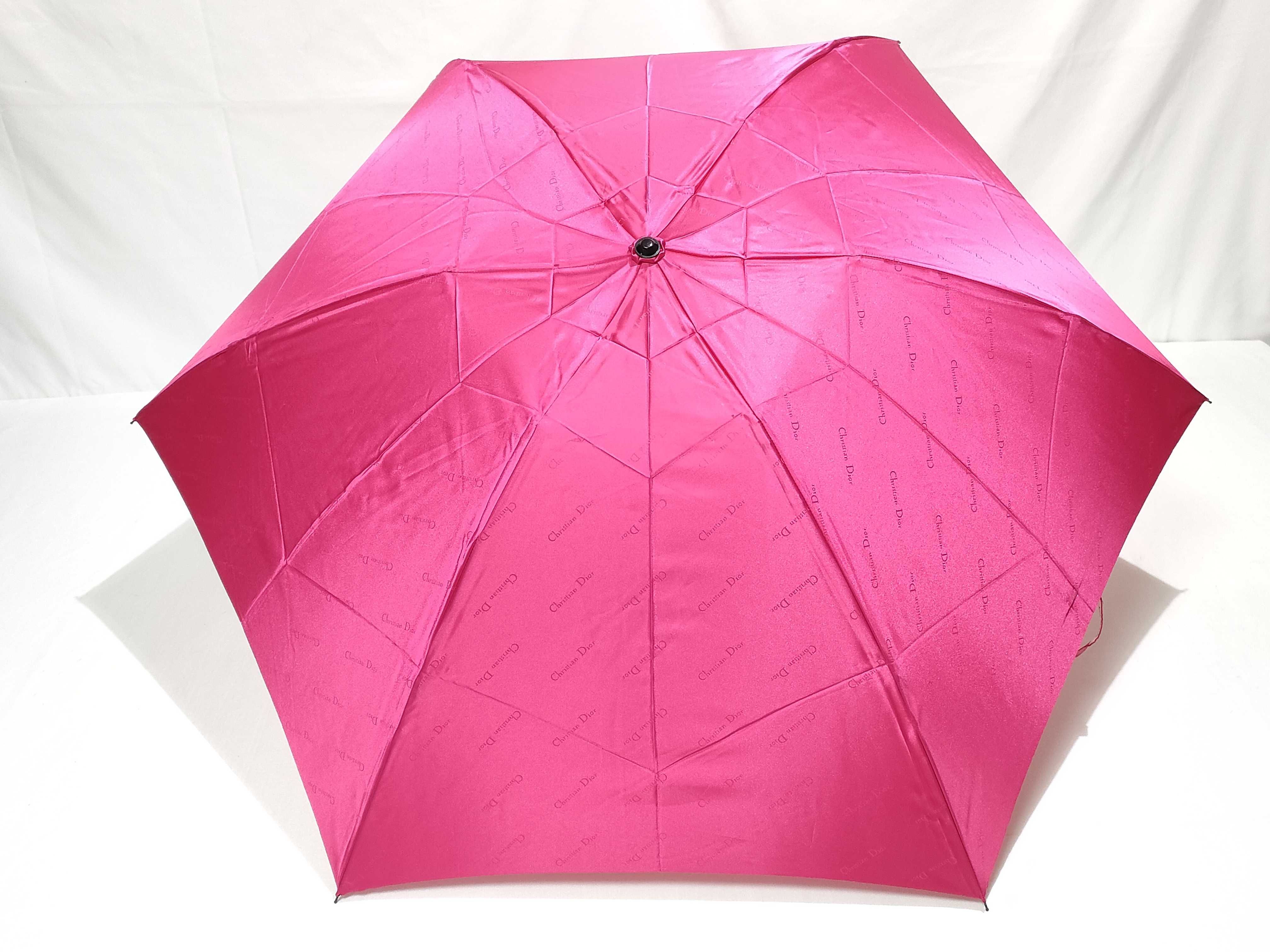 Christian Dior Fuchsia Pink Logo Jacquard Folding Umbrella