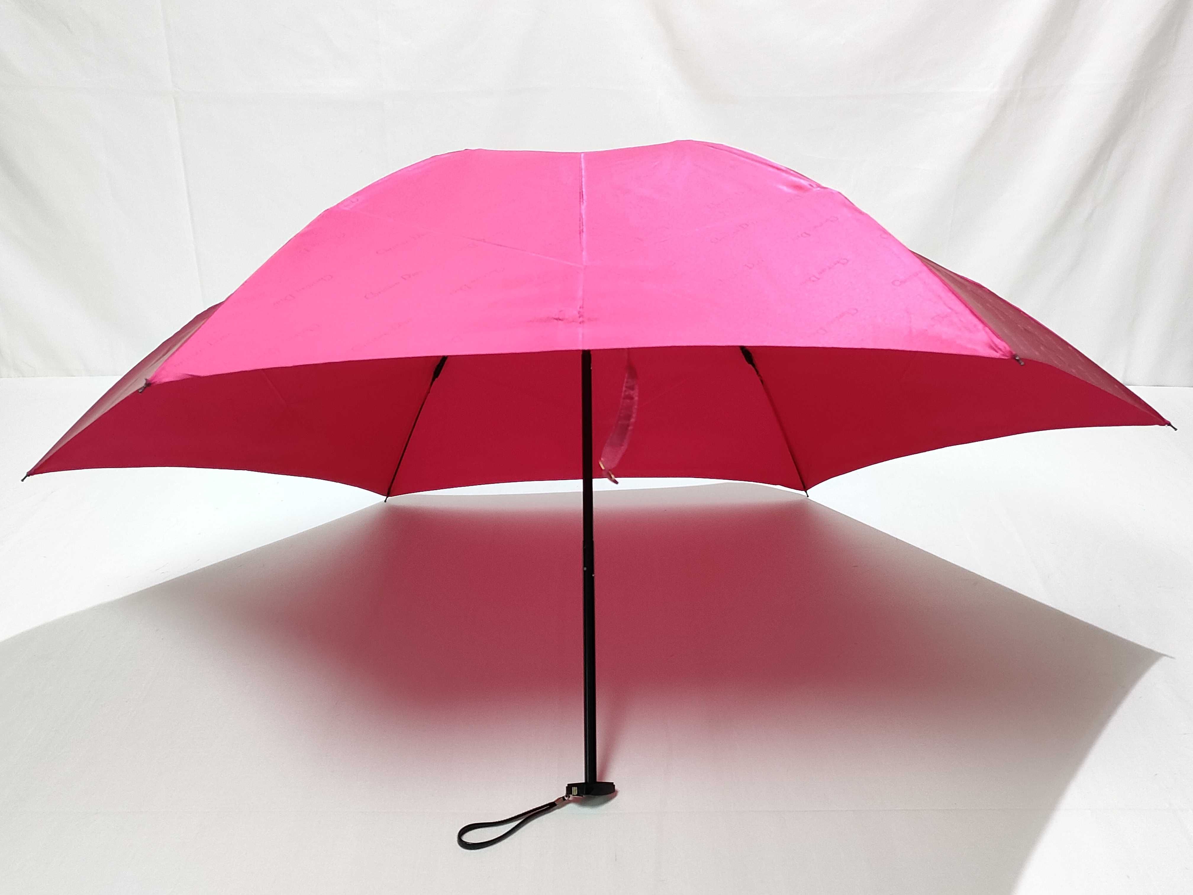 Christian Dior Fuchsia Pink Logo Jacquard Folding Umbrella