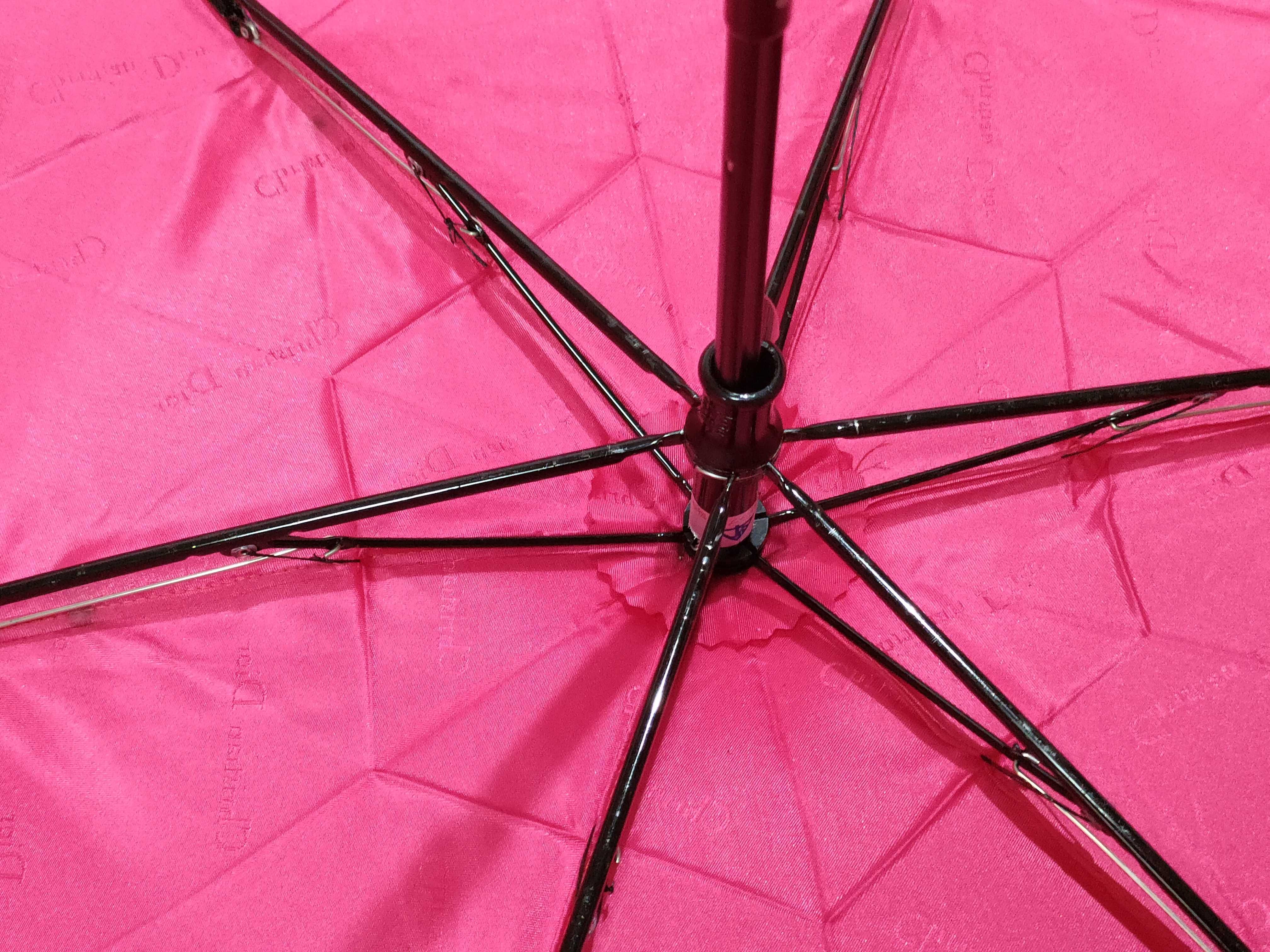 Christian Dior Fuchsia Pink Logo Jacquard Folding Umbrella
