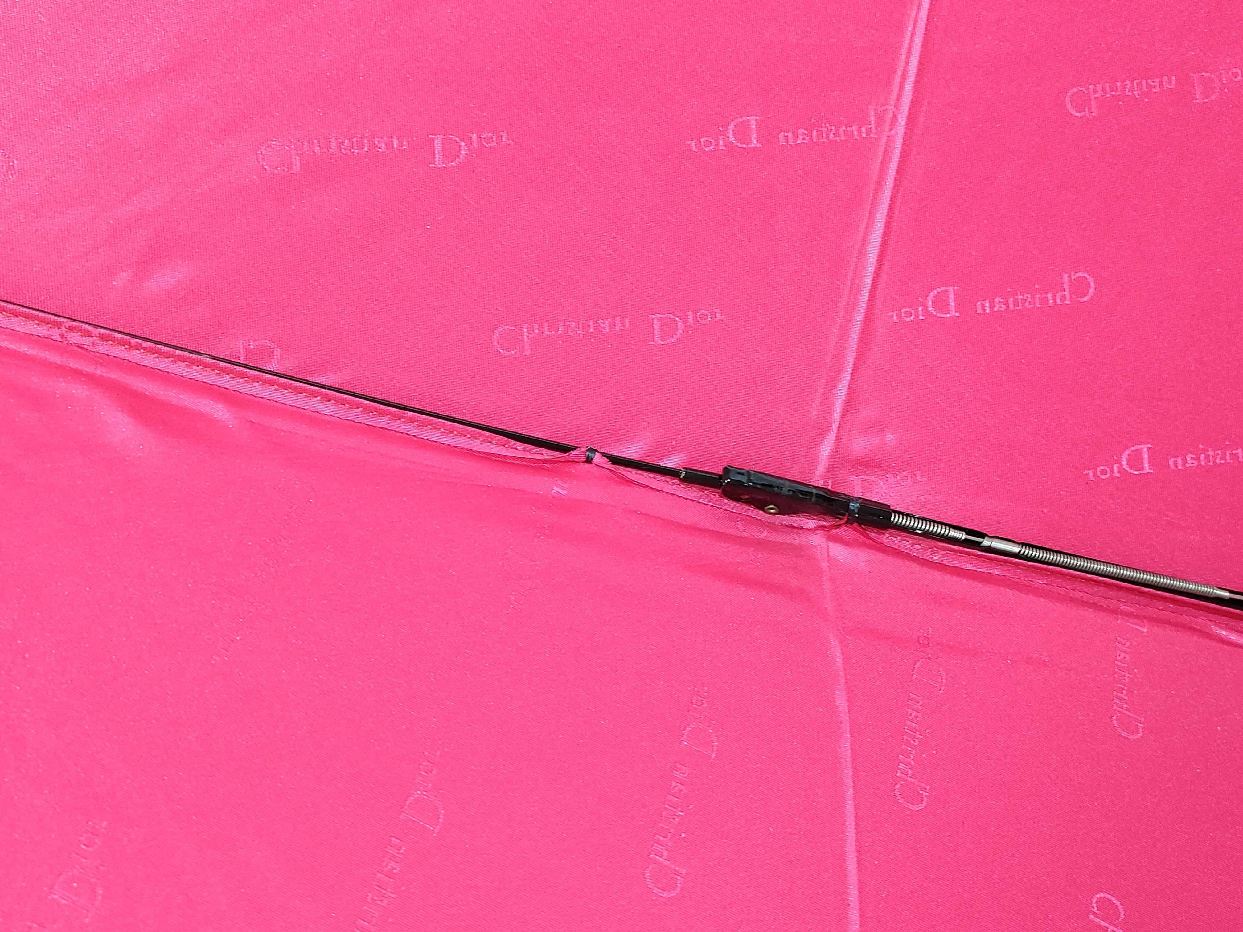 Christian Dior Fuchsia Pink Logo Jacquard Folding Umbrella