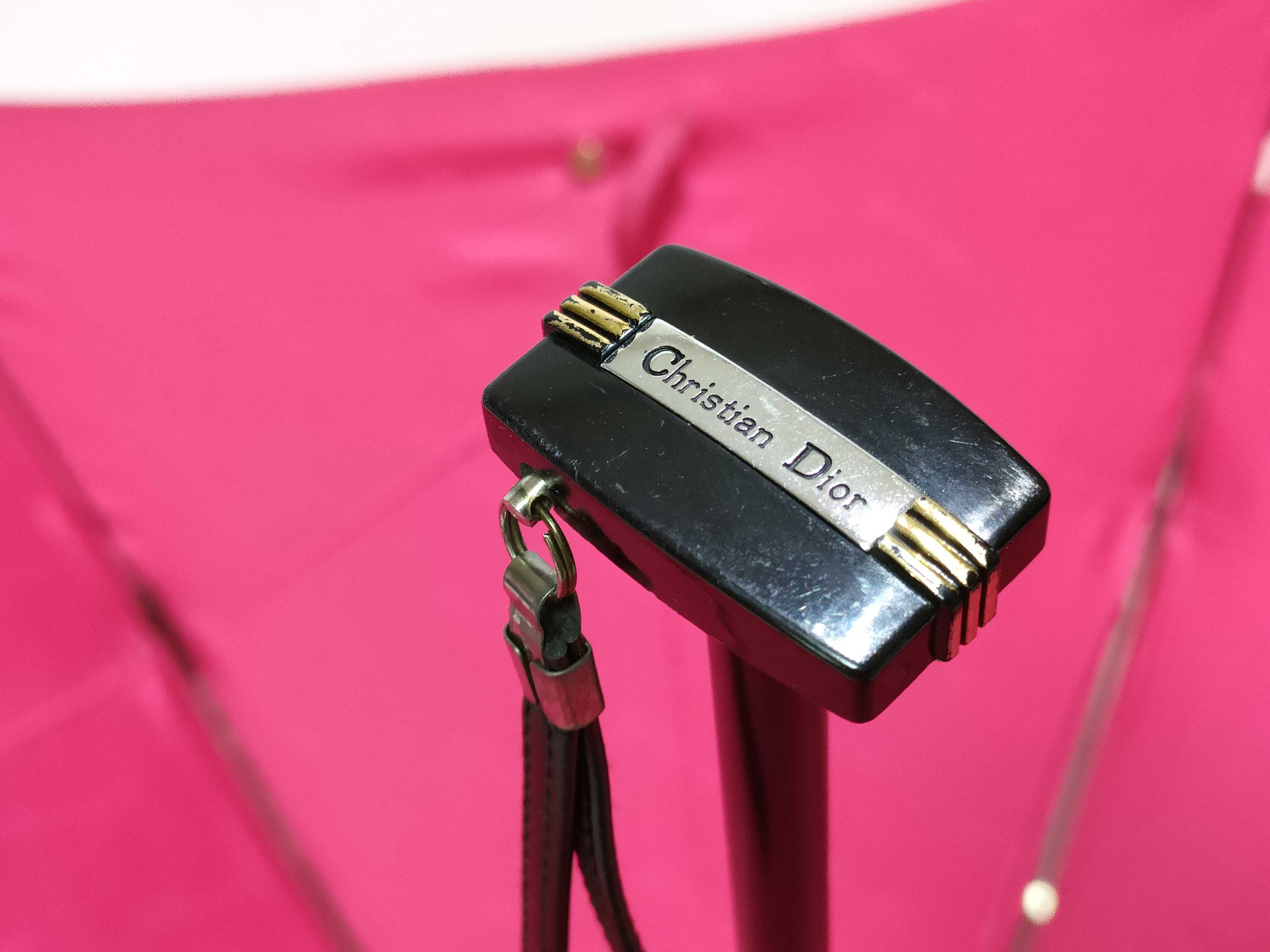 Christian Dior Fuchsia Pink Logo Jacquard Folding Umbrella