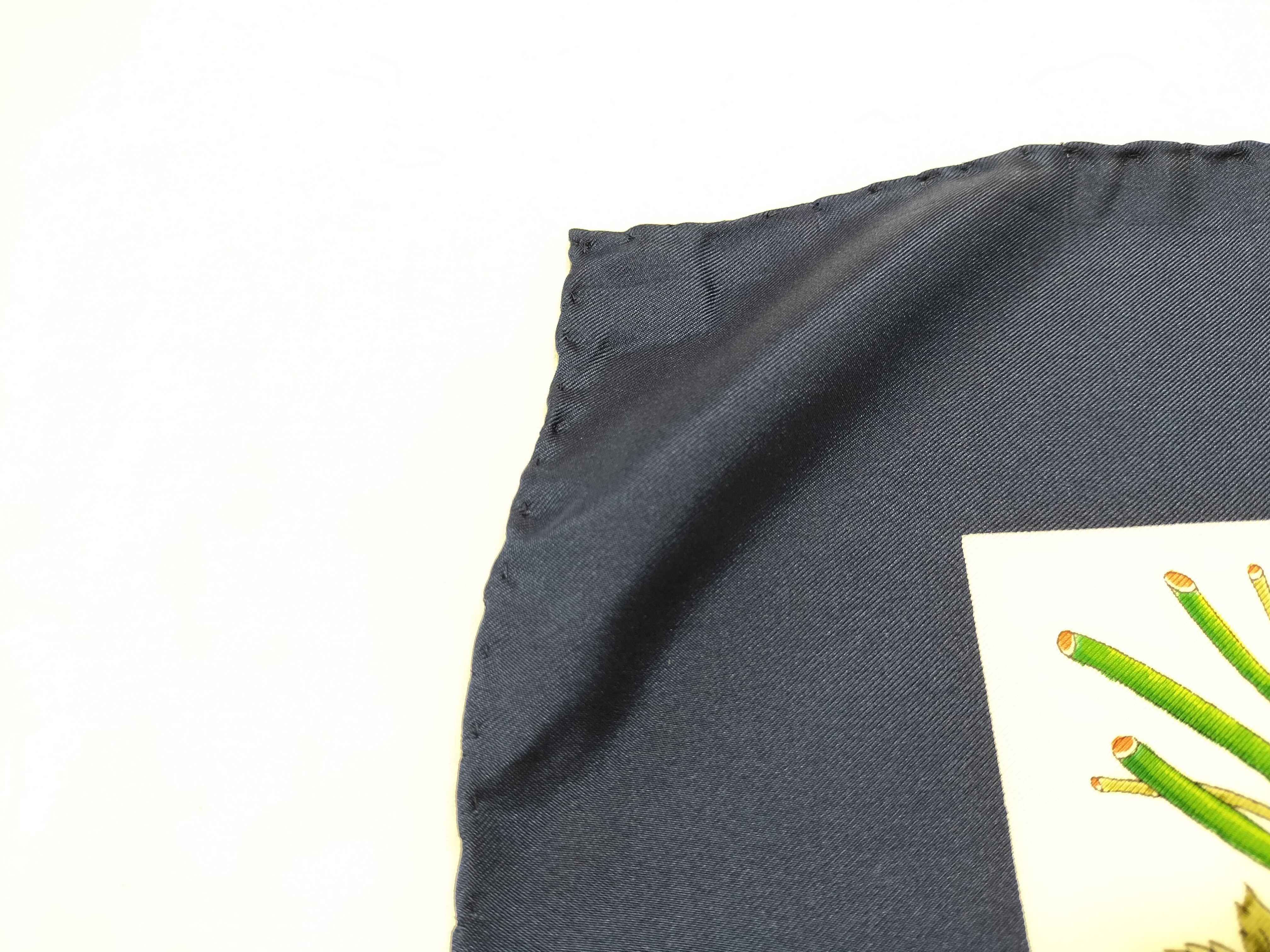 Gucci V. Accornero Silk Flora Scarf in Navy and Cream