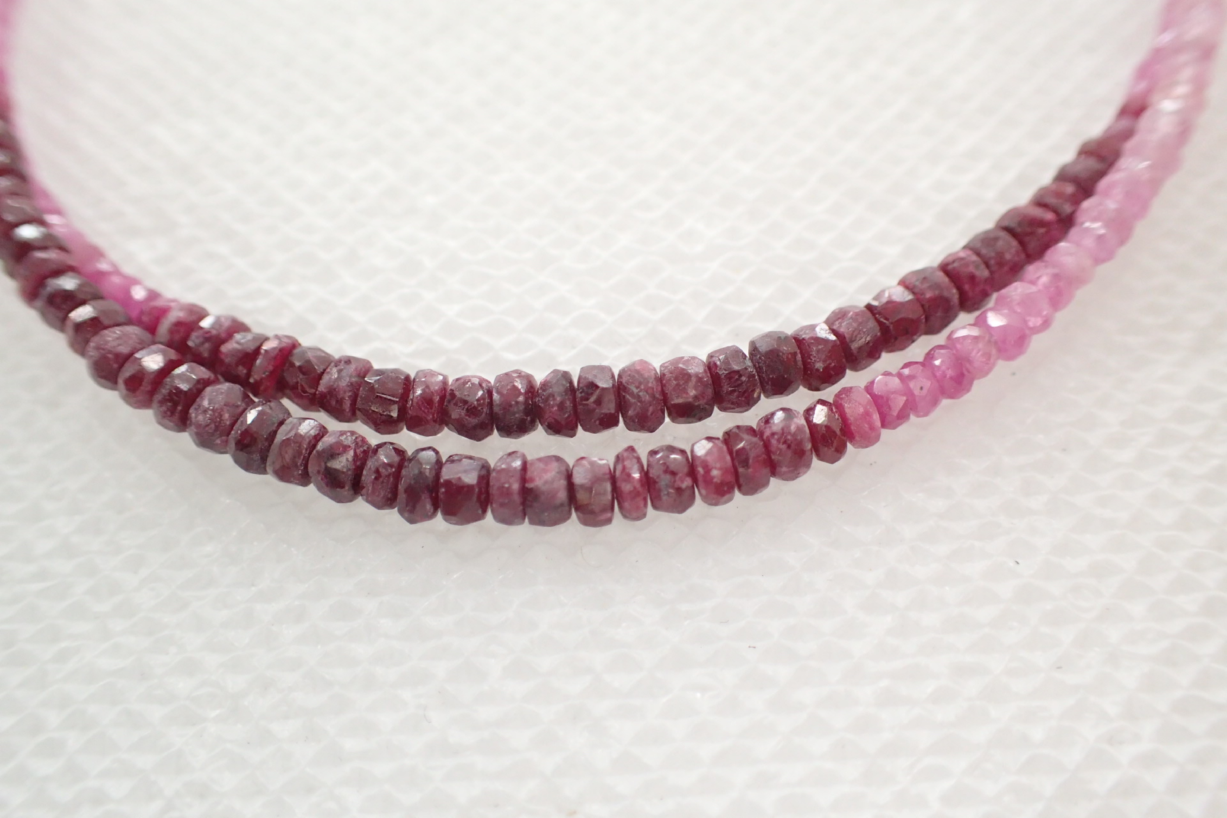 Sterling Silver Ombre Ruby and Pink Sapphire Beaded Necklace