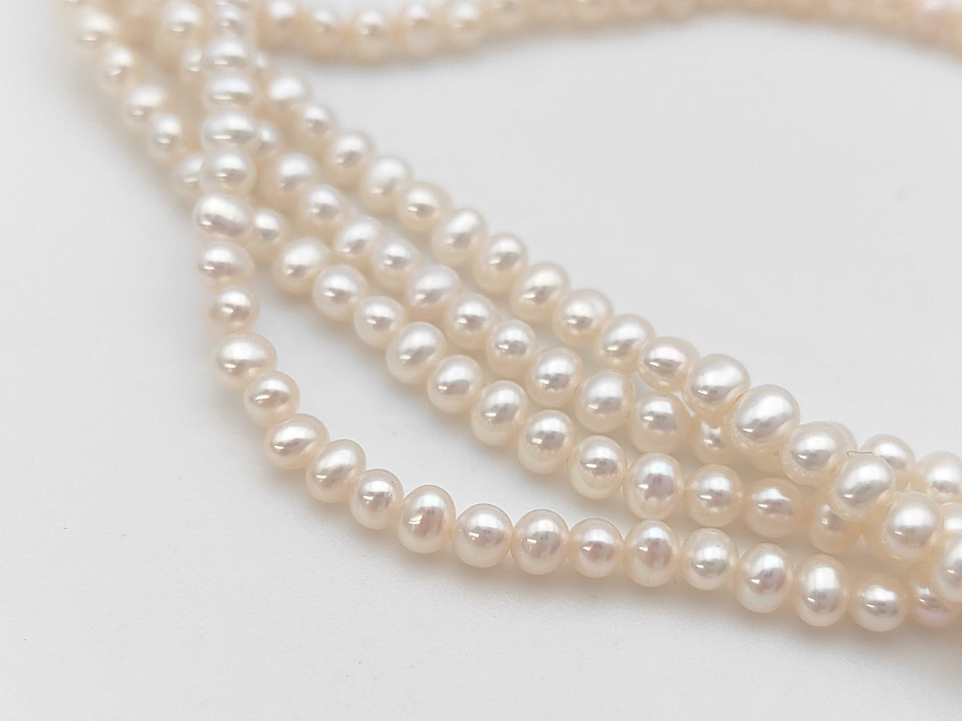 Five-Strand Semi-Round Cultured Pearl Necklace with Floral Silver Clasp