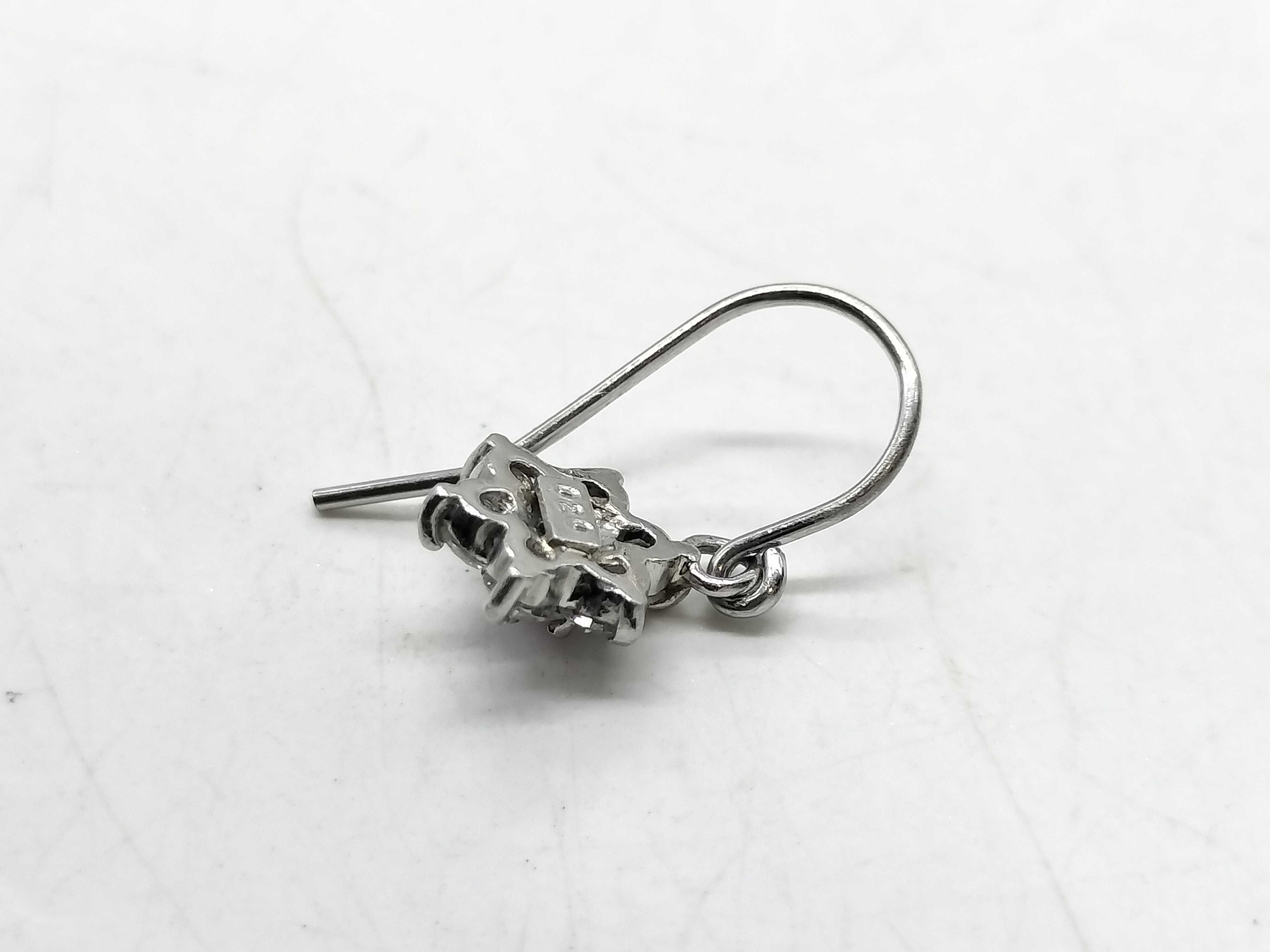 Single Ruby and Diamond Flower Drop Earring in Pt900 and Pt850 Platinum