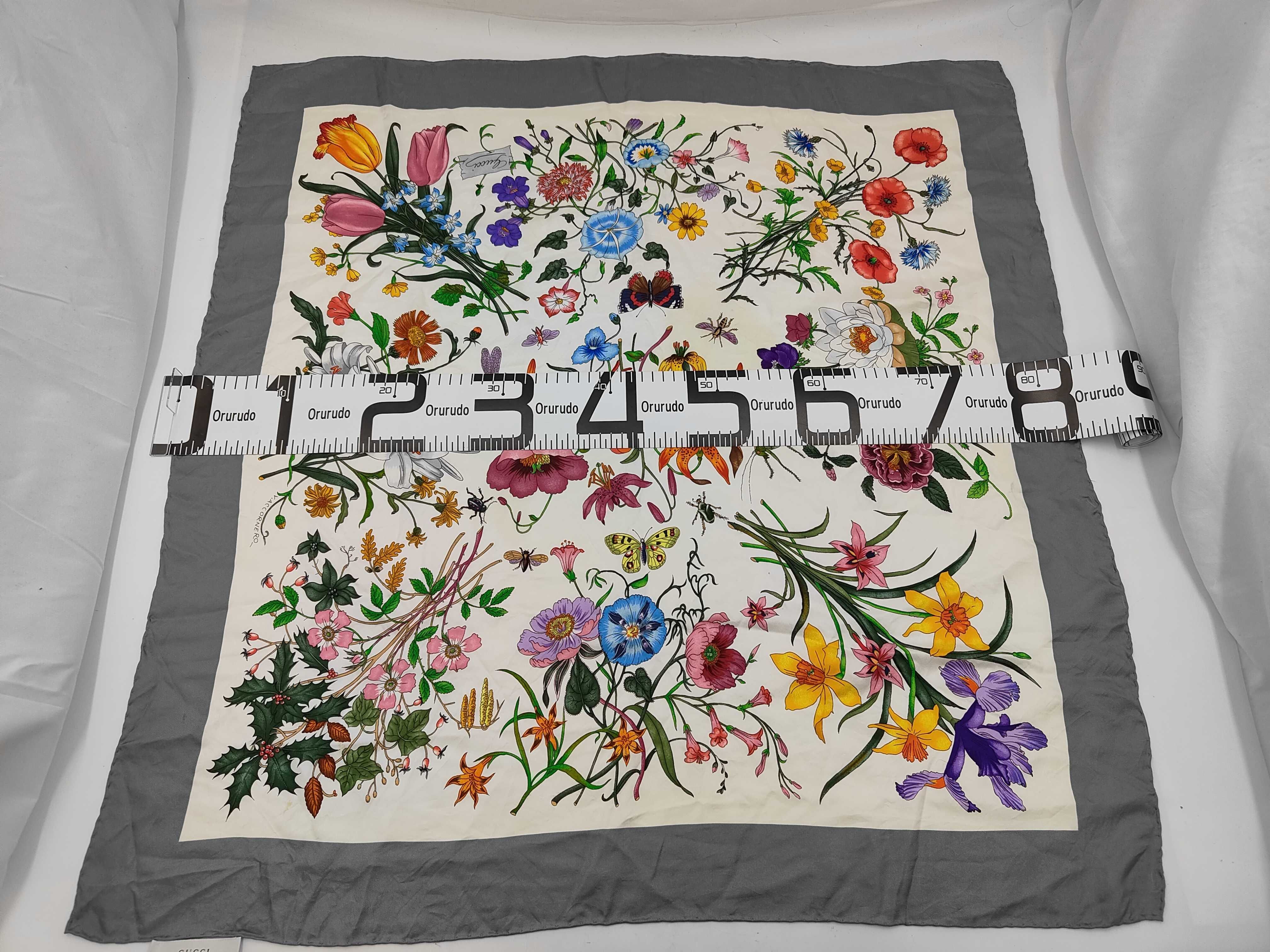 Gucci Vittorio Accornero Flora Print Silk Scarf