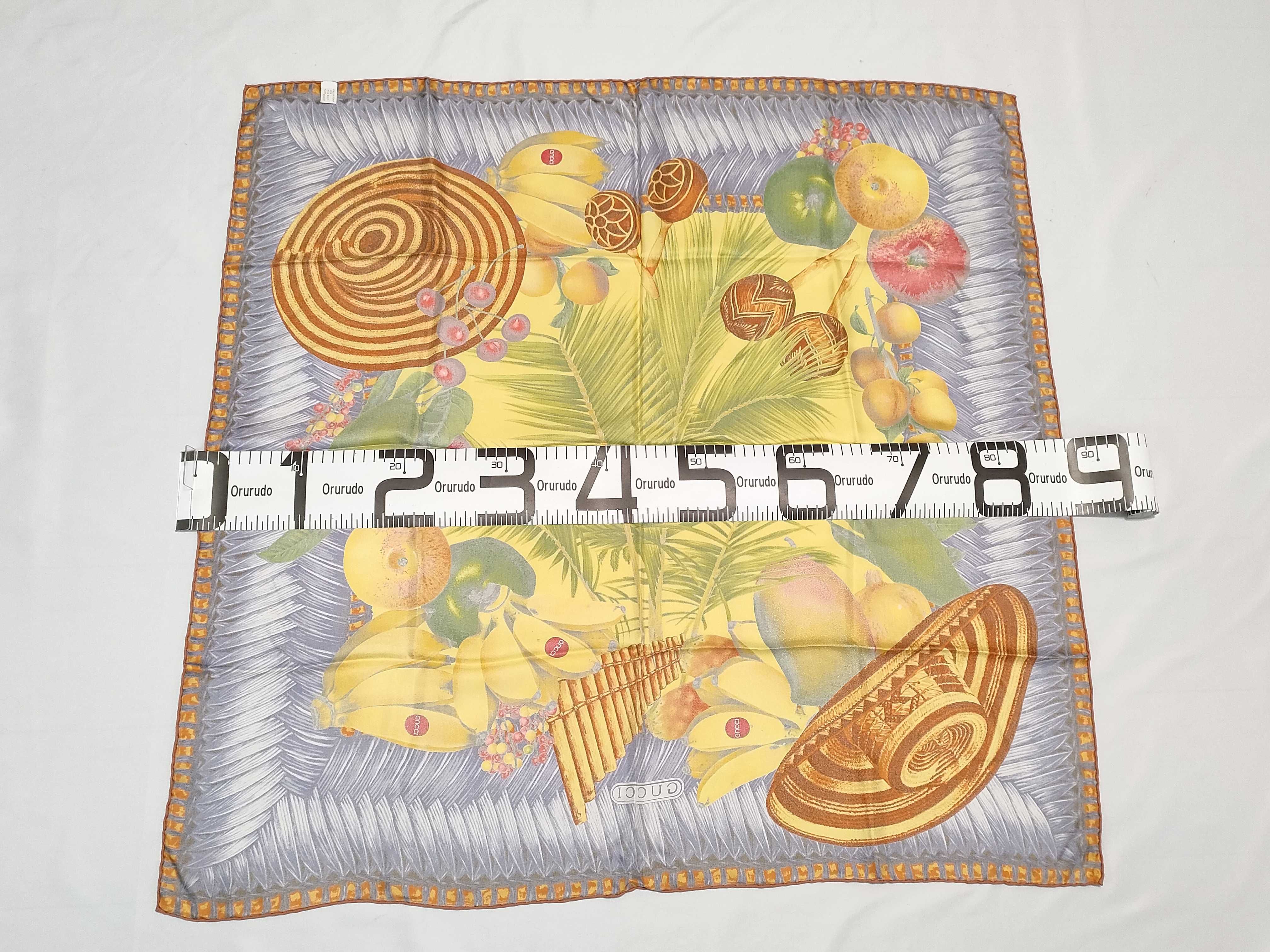 Gucci Fruit and Cultural Motif Silk Scarf